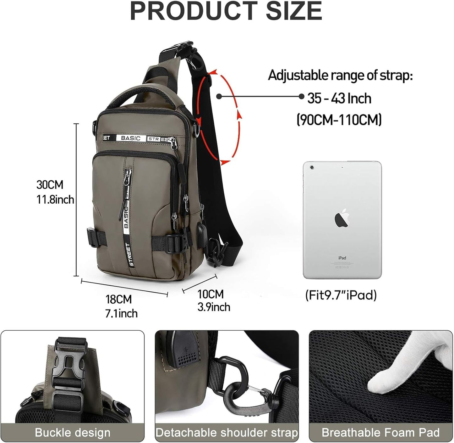 SEAFEW Mini Sling Bag for Men Women - Lightweight Crossbody Backpack, Multipurpose Shoulder Bag, Small Compact Chest Daypack for Travel Hiking Gym Sport Khaki