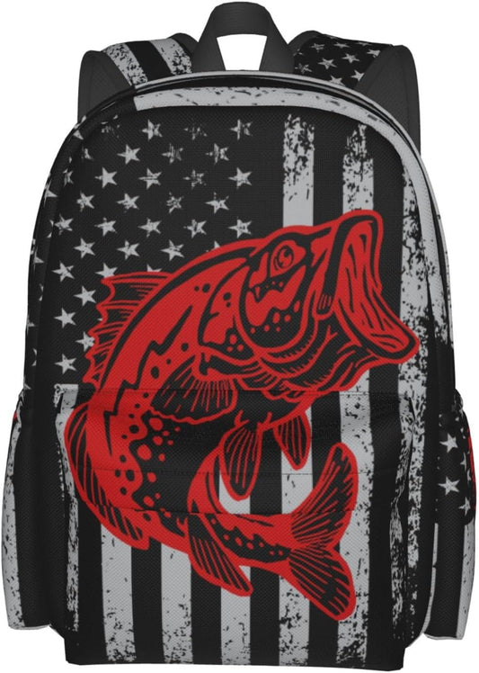 Fish Flag Backpack School Bag Lightweight Bookbag Laptop Travel Daypack For Kids Girls Boys Teens