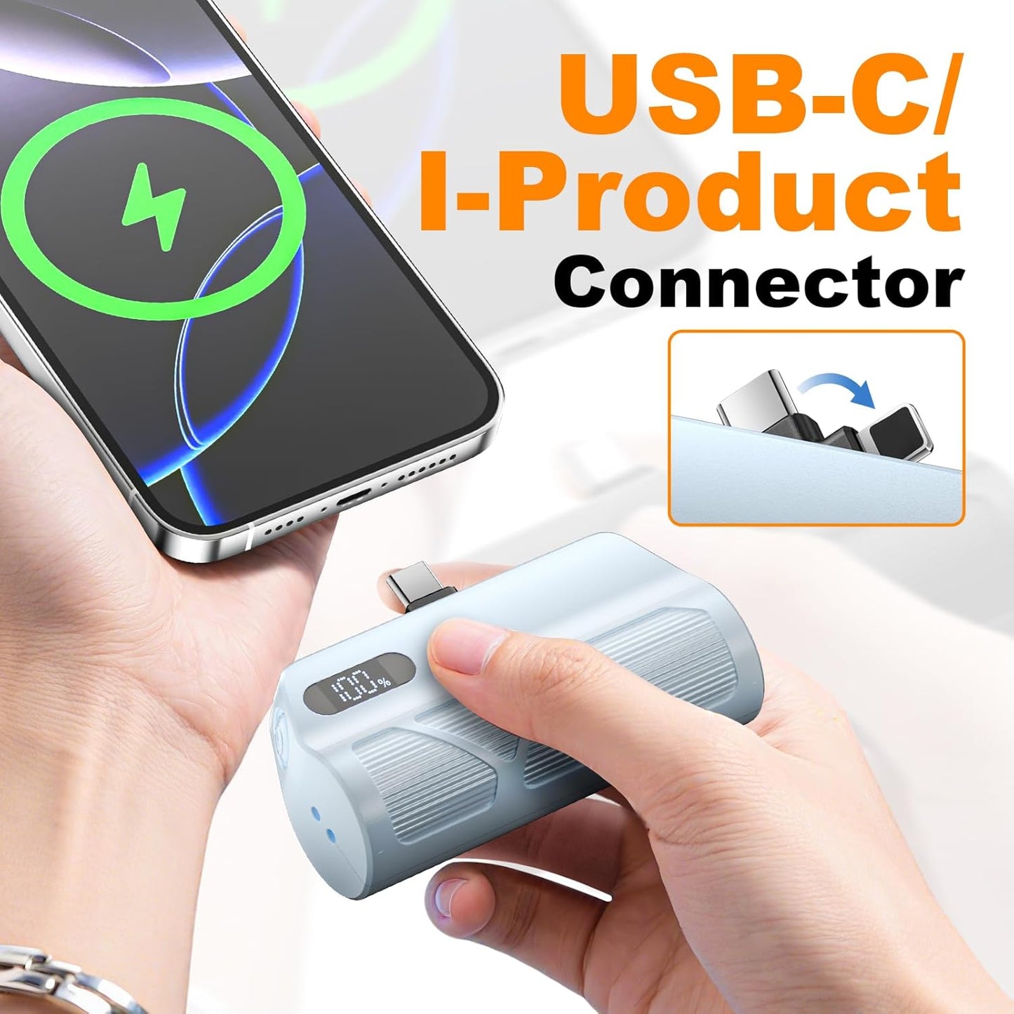 ZBF Mini Portable Charger Power Bank,5000mAh Cell Phone Portable Power PD 20W Fast Charging USB-C, LCD Display Battery Pack for iPhone 14/14 Pro Max/13/13 Pro/12 Pro/11/XS/XR/X/8/7/6 etc (Blue)
