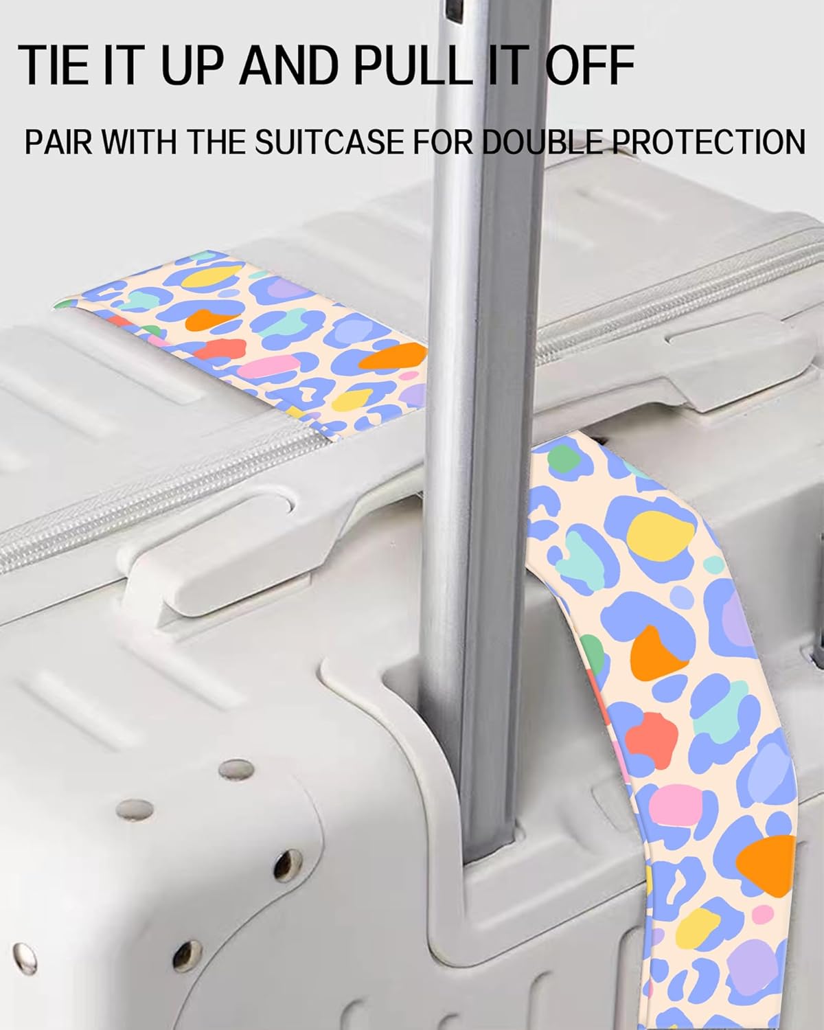 Luggage Straps for Suitcases, Adjustable Travel Belt, Durable Wide Luggage Strap, Cute Suitcase Strap Identifiers with Buckle, Bag Straps for Luggage, Cute Colorful Leopard