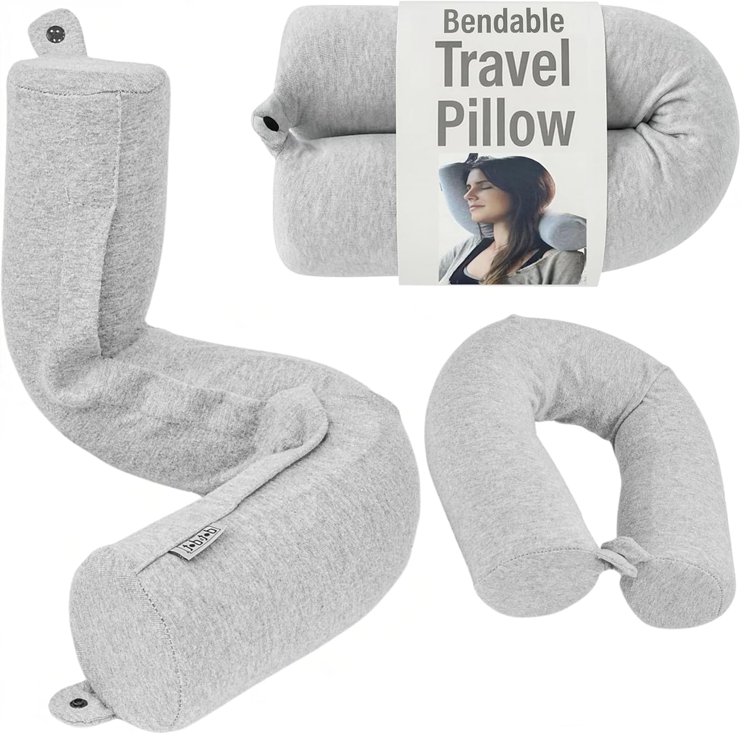 Dot&Dot Twist Memory Foam Travel Pillow, Bendable Neck Pillow for Airplane, Car and Home, 26-Inch