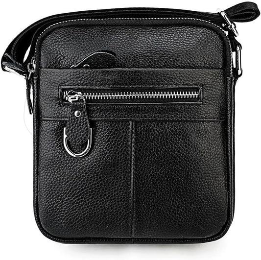 Men's Genuine Leather Crossbody Bag Large Capacity Casual Shoulder Bag for Daily Use