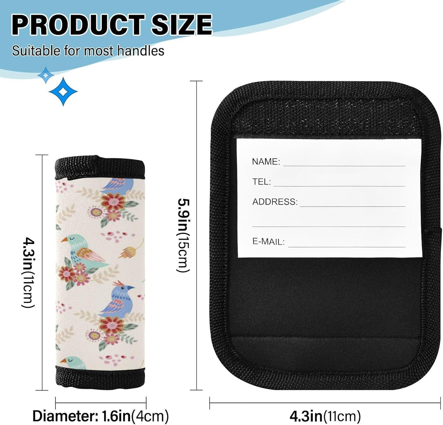 2Pcs Luggage Handle Wrap Suitcase Identifier Handle Covers Tags Soft Travel Bags Luggage Handle Gripper Accessories for Airplane Flying Parrot Pink