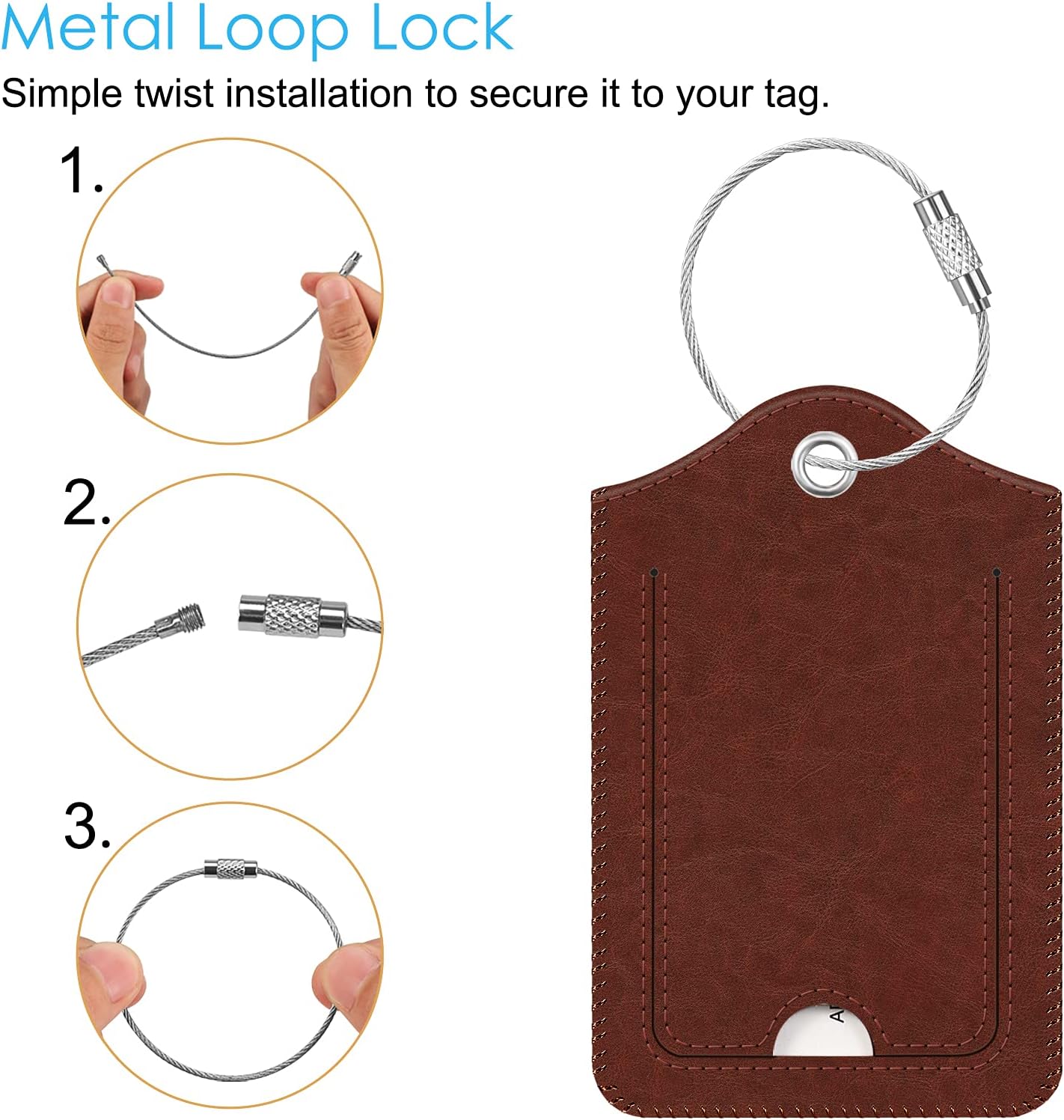 Fintie Luggage Tags, Privacy Cover ID Label with Stainless Steel Loop and Address Card for Travel