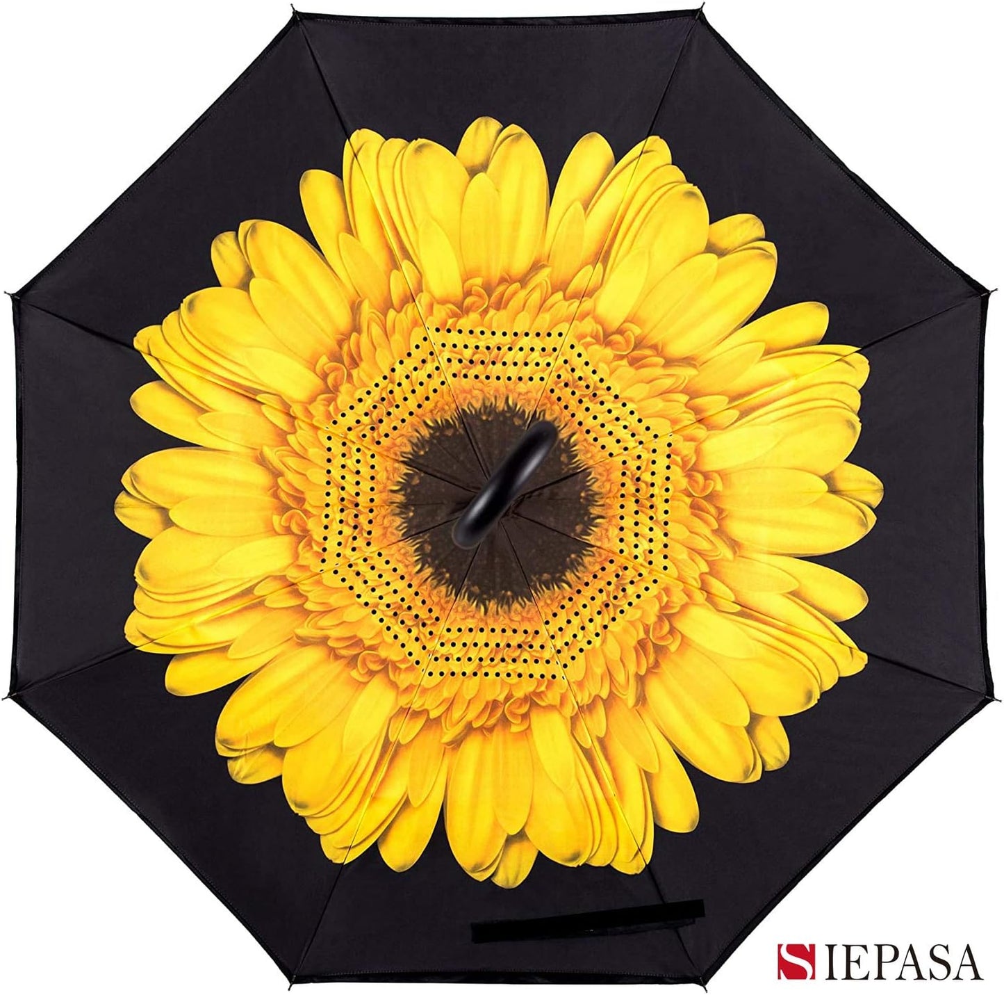 SIEPASA 49/56 Inch Inverted Reverse Upside Down Umbrella, Extra Large Double Canopy Vented Windproof Waterproof Stick Golf Umbrellas with C-shape Handle.