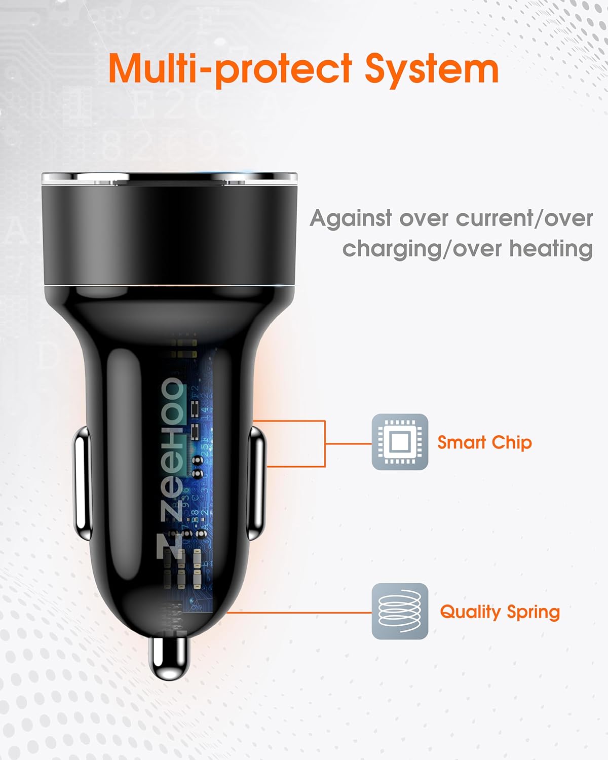 Car Charger Adapter, ZeeHoo USB C Car Charger QC 3.0&PD Dual Port 45W Fast Charging for Apple iPhone 14 13 12 11 Pro Max, Samsung Galaxy S23 Ultra/S22/Z Fold4 Flip 4/S21/Note20/Pixel/LG