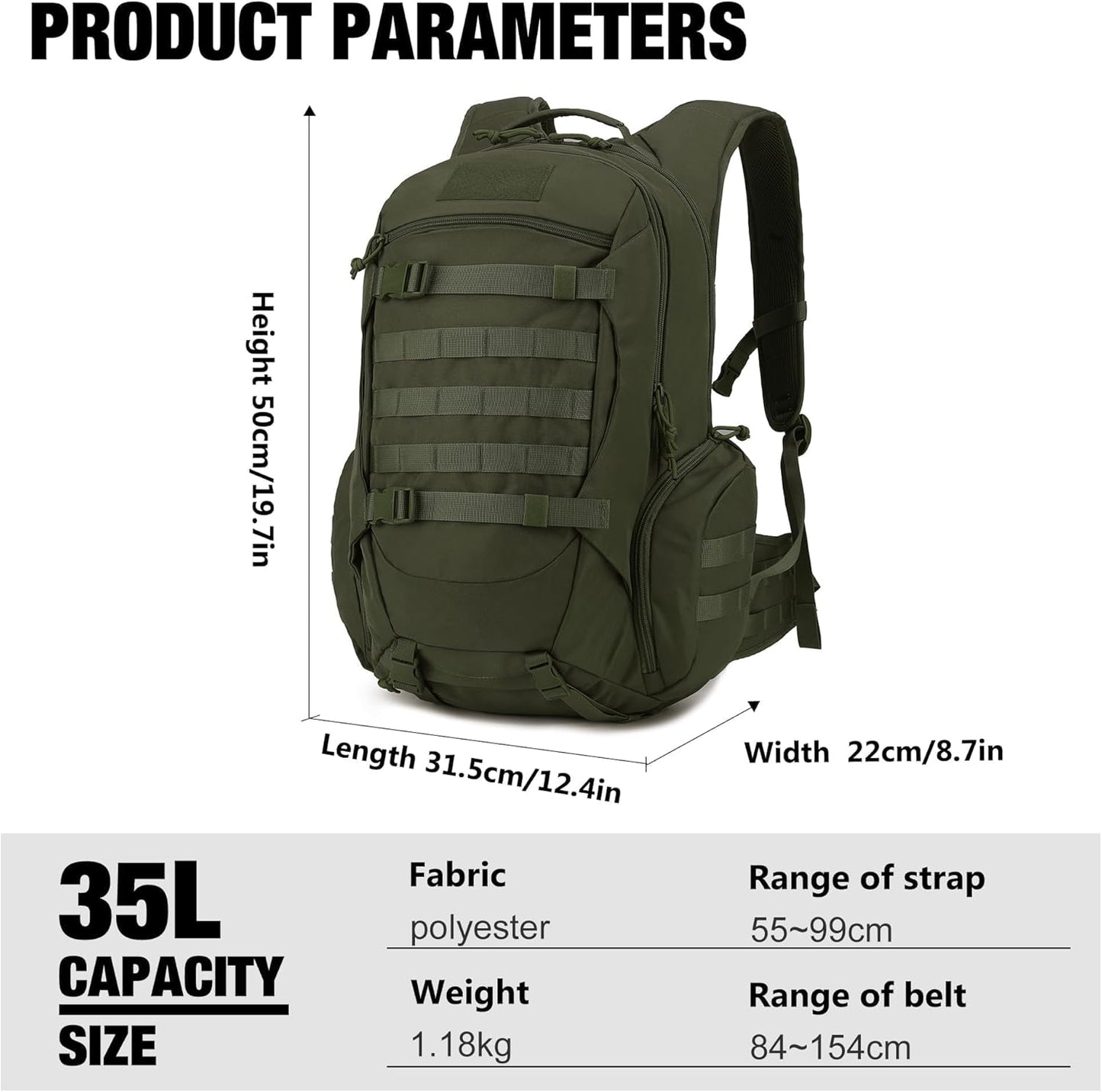 Mardingtop 28L/35L Tactical Backpacks Molle Hiking daypacks for Camping Hiking Military Traveling Motorcycle
