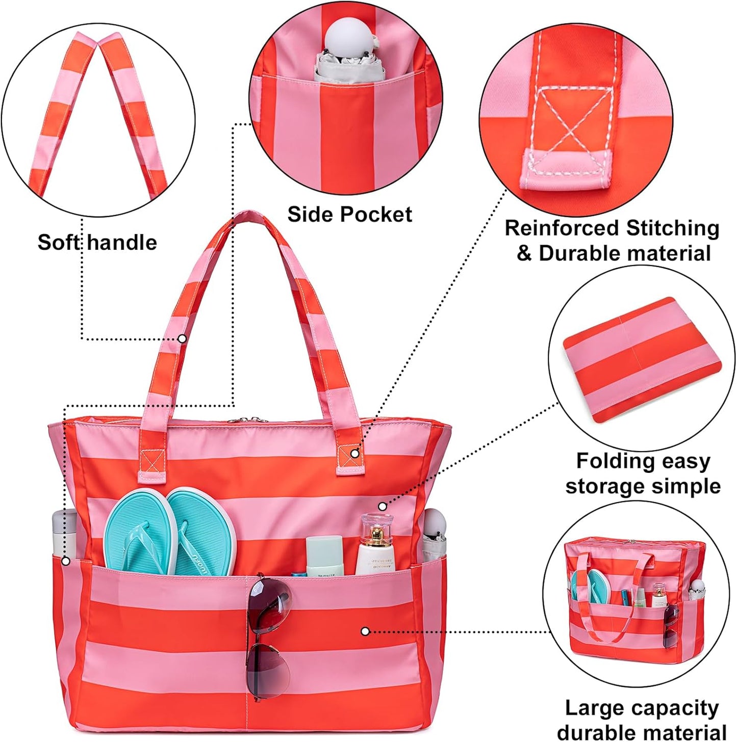 Bluboon Waterproof Beach Tote Pool Bags for Women Ladies Extra Large Carry On Bag With Wet Compartment for Weekender Travel
