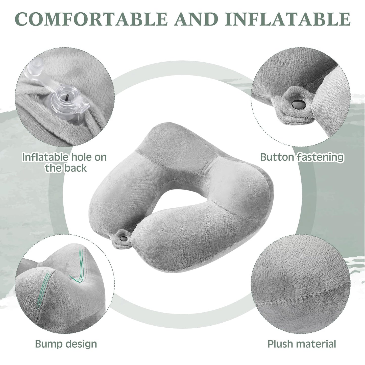 Sintuff 4 Pack Inflatable Neck Pillow for Airplane Travel,Multi Color
