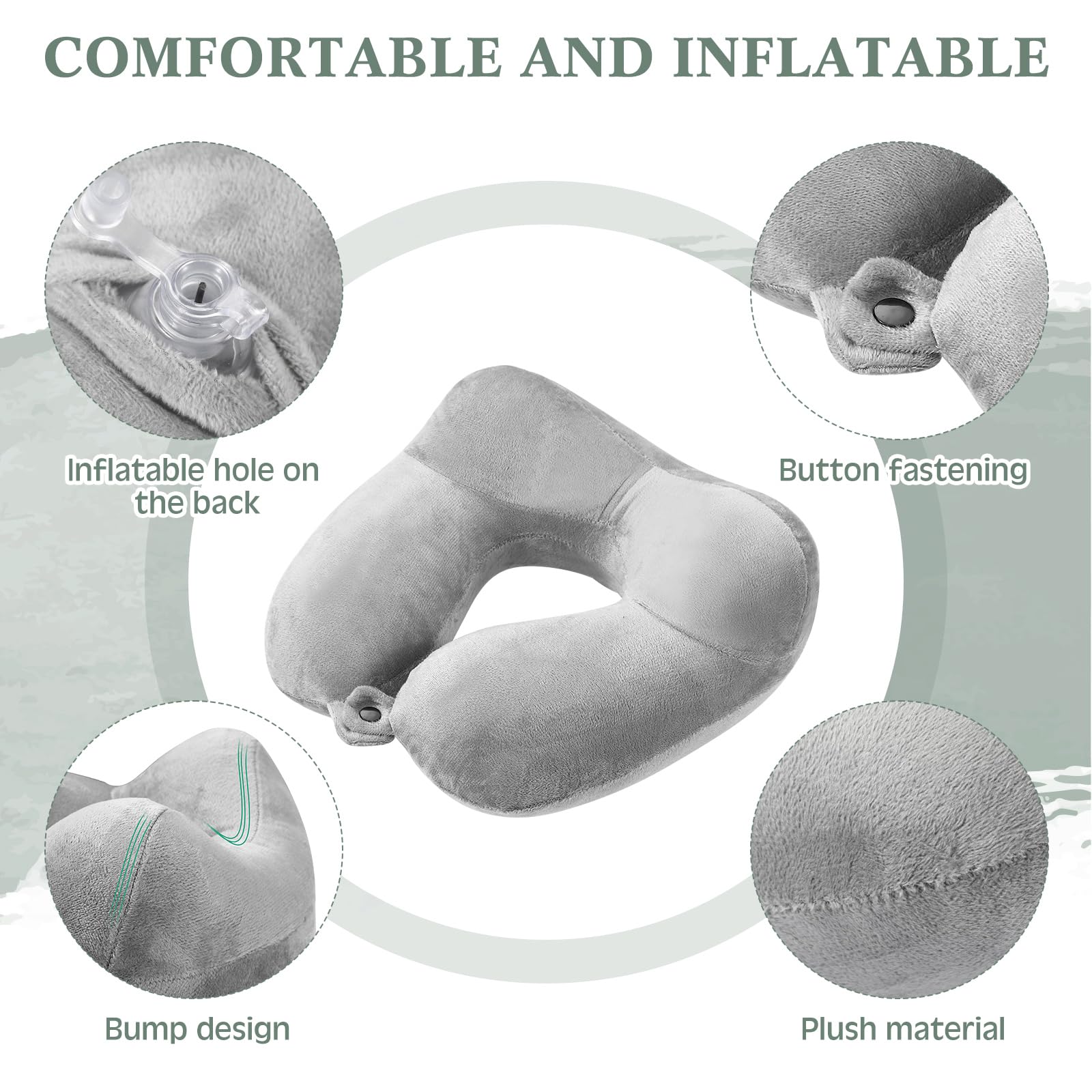Sintuff 4 Pack Inflatable Neck Pillow for Airplane Travel,Multi Color