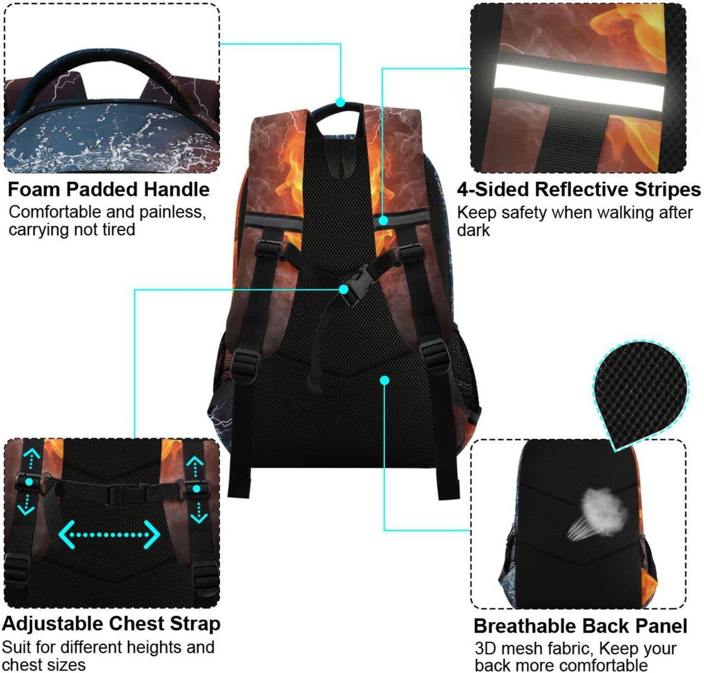 Soccer Ball Boys Backpack Football Elementary School Bookbag Kids Travel Rucksack Laptop Bag