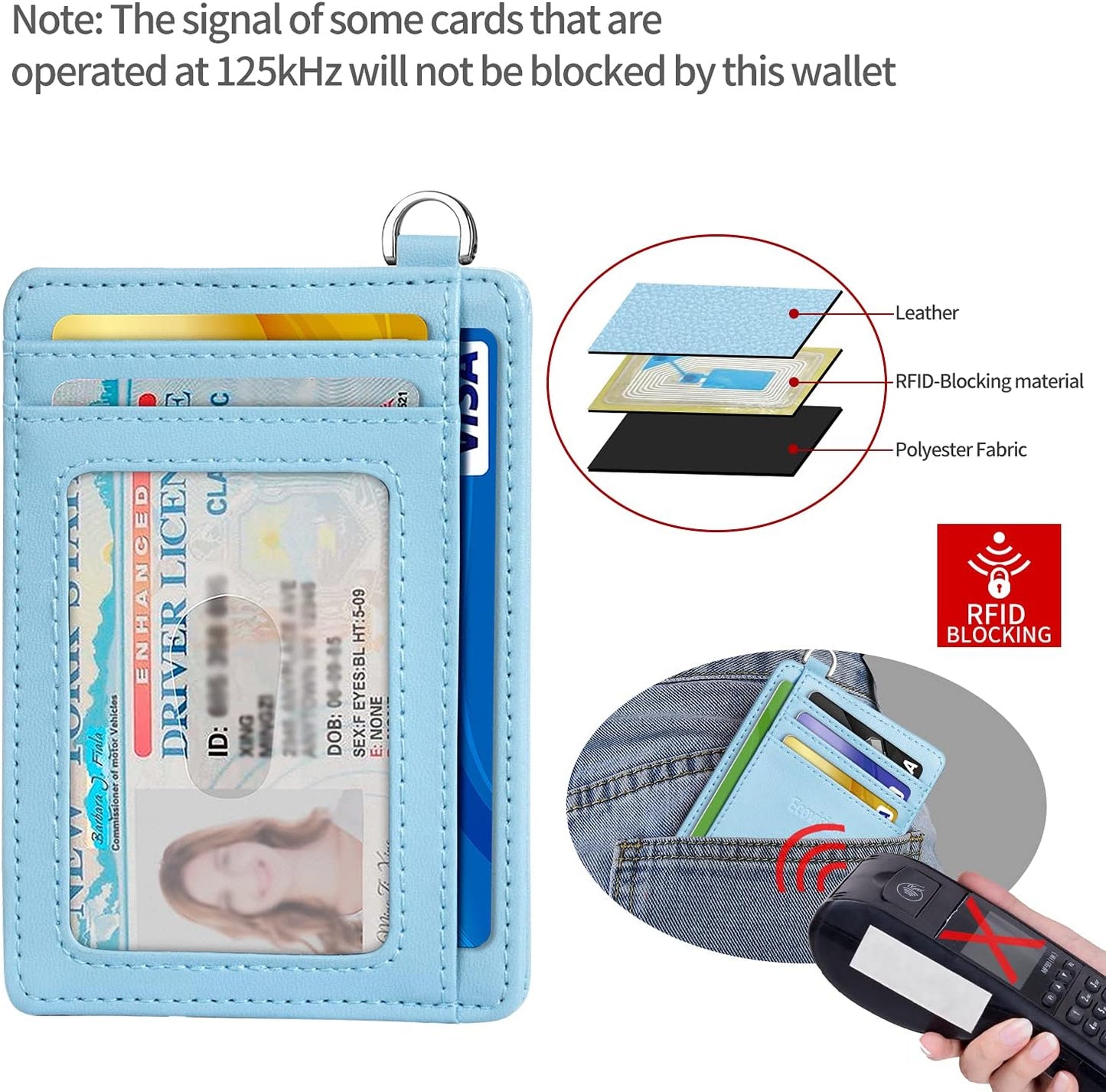 EcoVision Slim Minimalist Front Pocket Wallet, RFID Blocking Credit Card Holder Wallet with Detachable D-Shackle for Men Women