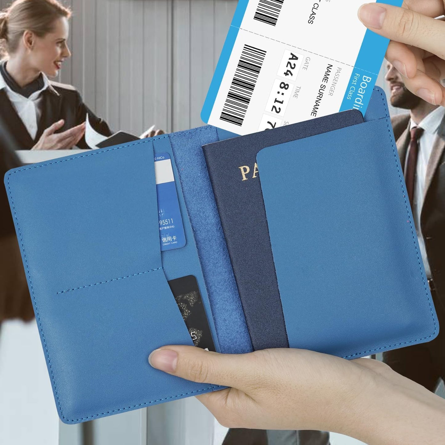 Full Grain Leather AirTag Passport Holder Wallet Cover for Men and Women Travel, Passport Holder