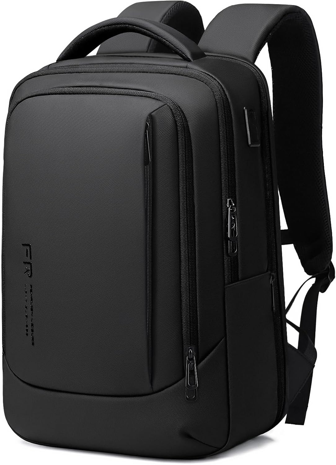 FENRUIEN 15.6 Inch Laptop Backpack, Slim Business Backpack with USB Charging Port, Water Resistant Computer Backpack for Work/Travel, Black