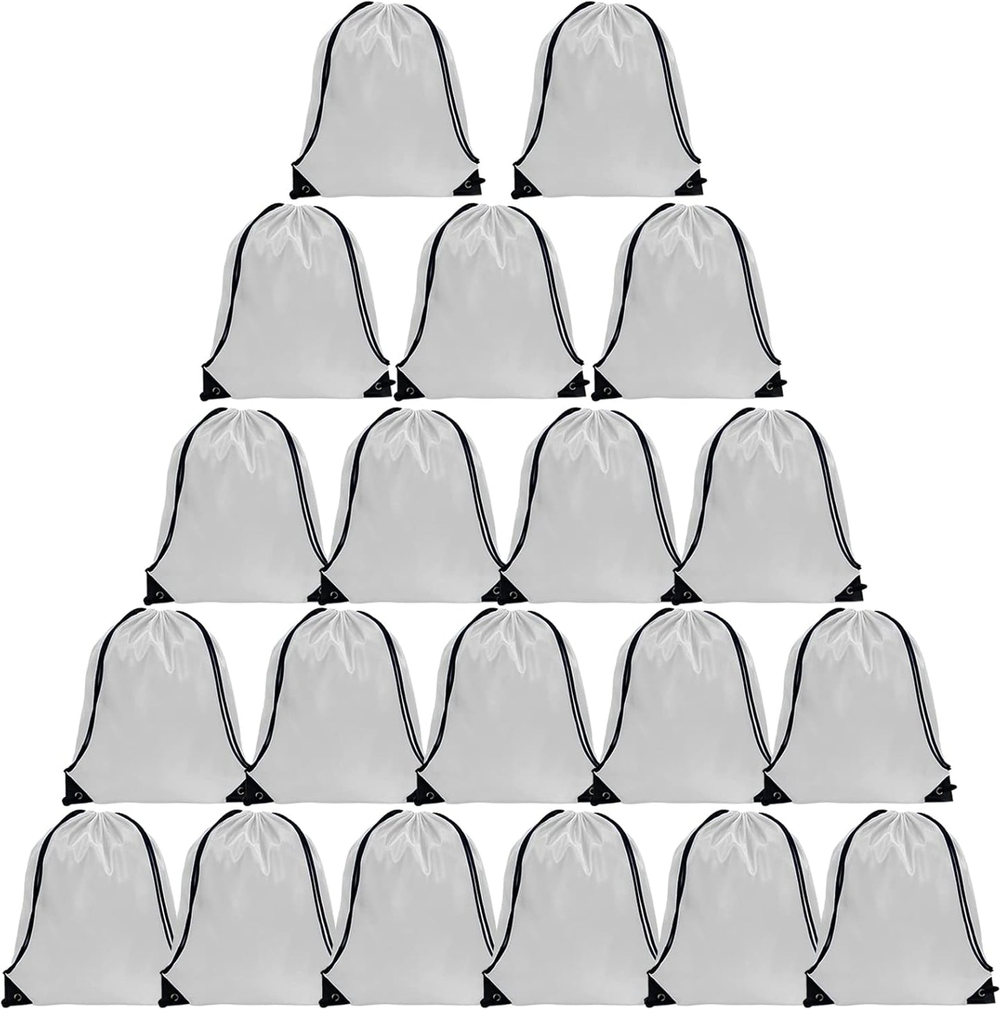 GoodtoU Drawstring Backpack Bulk, 20 Pcs Draw String Bags Cinch Bag Gym Sackpack for Women & Men, White