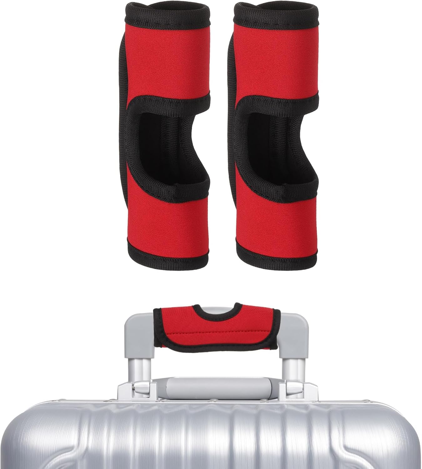 uxcell Luggage Handle Wrap, 2 Pcs Hollow Neoprene Handbag Grip Cover Protector Luggage Identifiers Suitcase Handle Wraps for Luggage Suitcase Travel Bags, Red