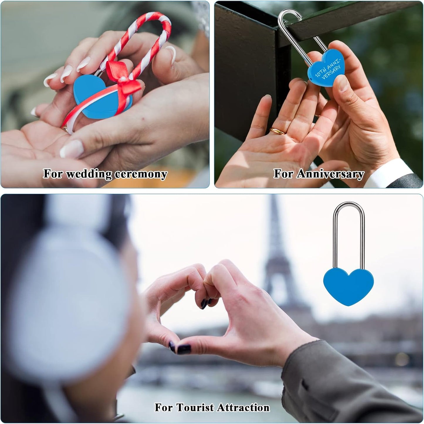 20PCS 3.5" 50mm Love Lock Heart Padlock,Blue Single Heart Wish Lock for Lovers Wedding,Valentines,Anniversary,Travel(NO Key)