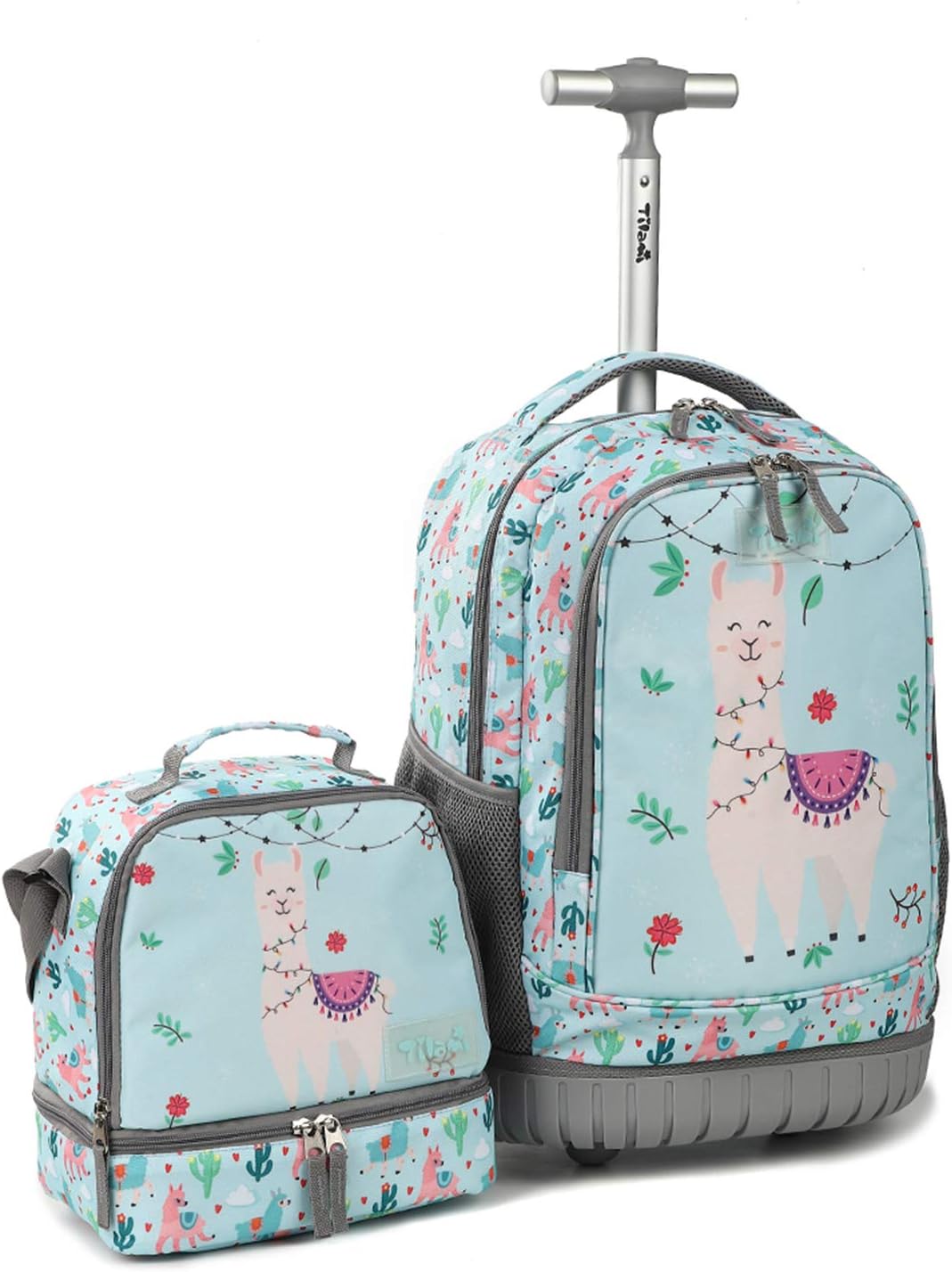 Tilami Rolling Backpack 19 inch with Lunch Bag Wheeled Laptop Backpack (Alpaca Blue)