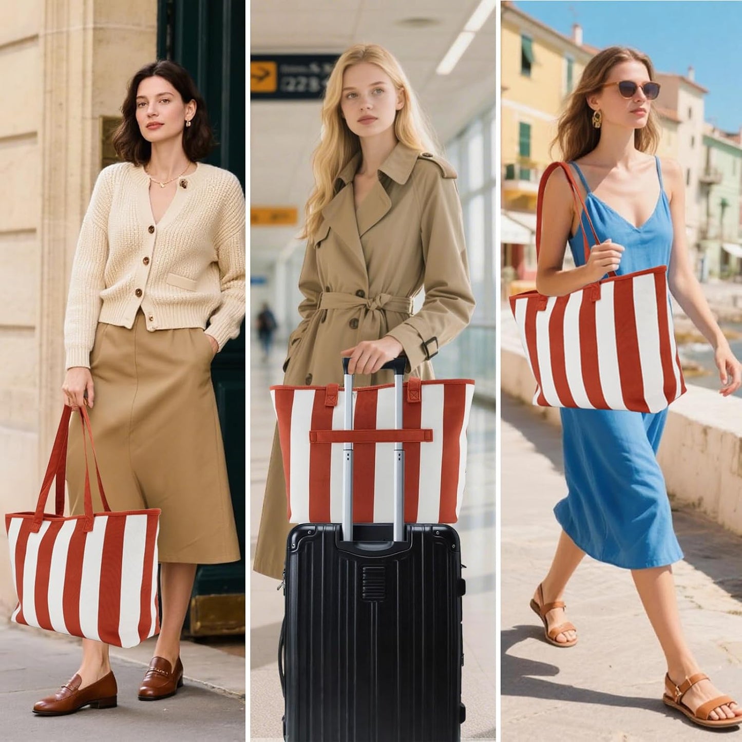 UERRUAM Corduroy Tote Bag for Women with Laptop Compartment,Cup Holder Inside,Makeup Pouch-for Work,Travel,College,Gym,Nurse