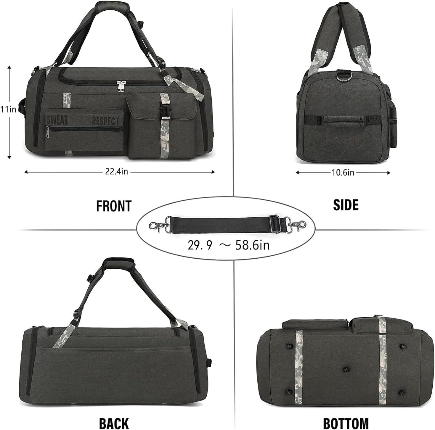 Gym Bags for Men Gym Duffle Bag Backpack 3-Way Sports Duffel Bags for Men with Shoe Compartment &