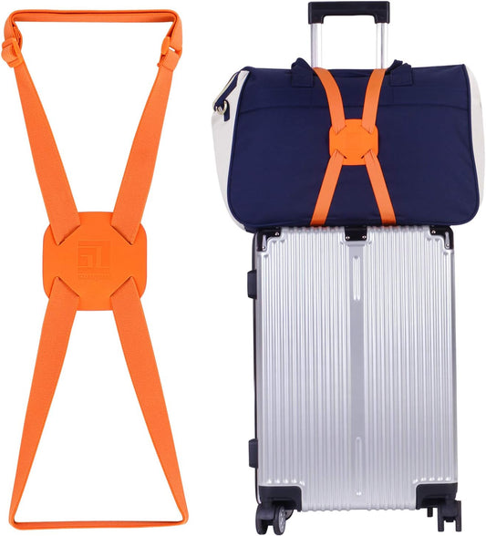 Luggage Straps Bag Bungees for Add a Bag Easy to Travel Suitcase Elastic Strap Belt(Orange)