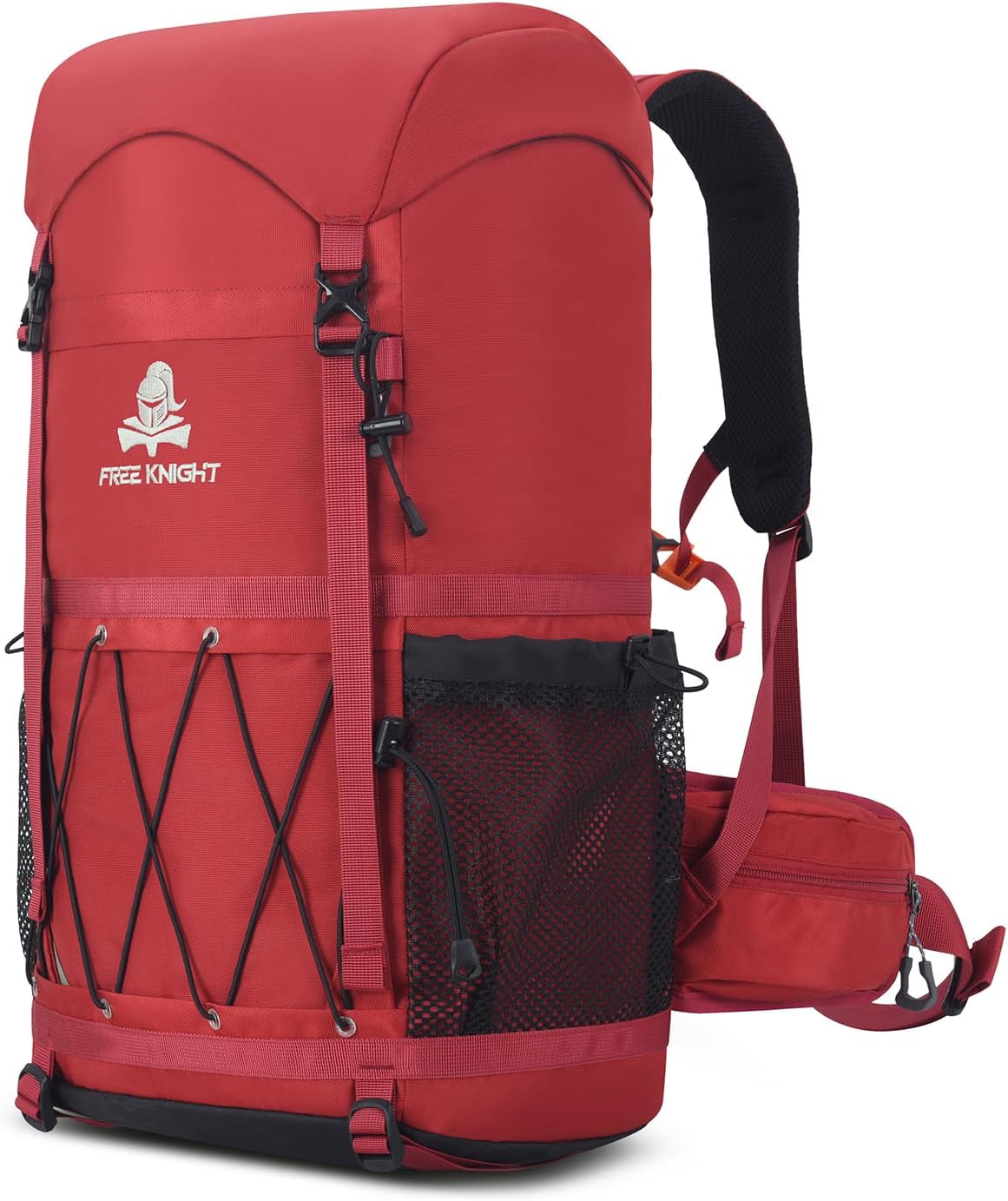 Bseash 40L Waterproof Hiking Backpack with Rain Cover, Outdoor Sport Travel Bag Daypack for Camping Climbing Skiing Cycling (Red)