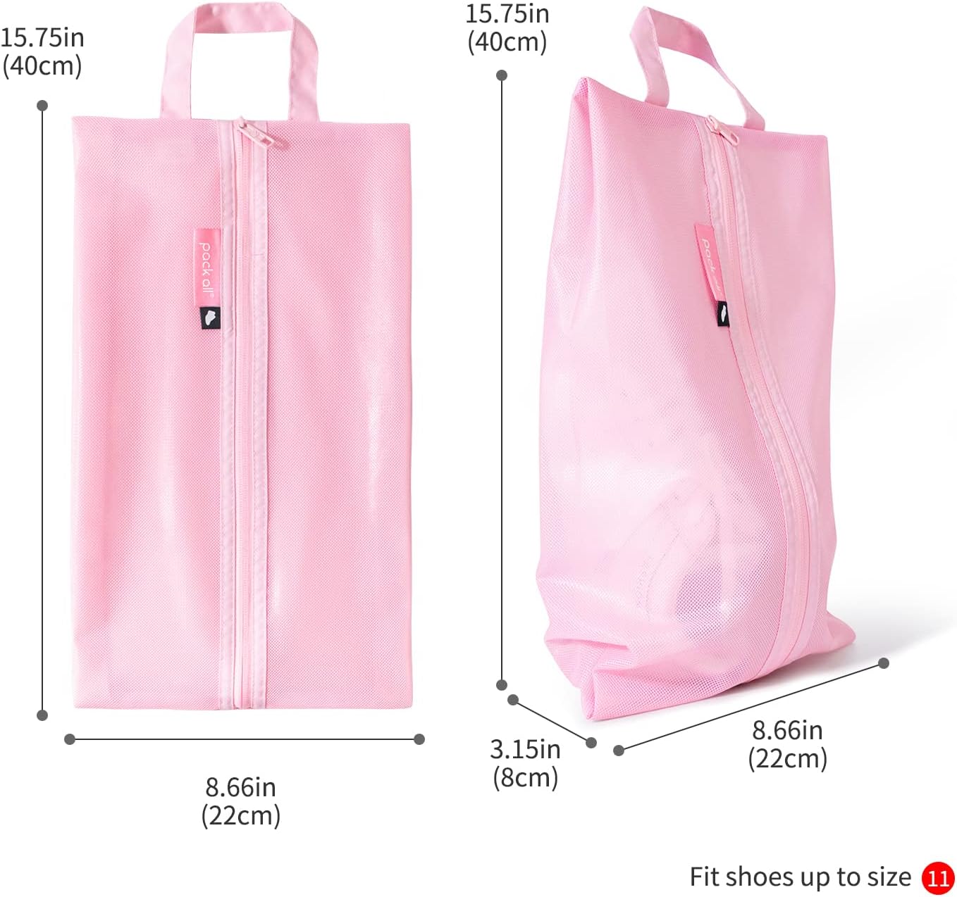 pack all Travel Accessories Bundle | 1 Shoe Bag (Pink) & 1-110 Lbs Luggage Scale (Pink)