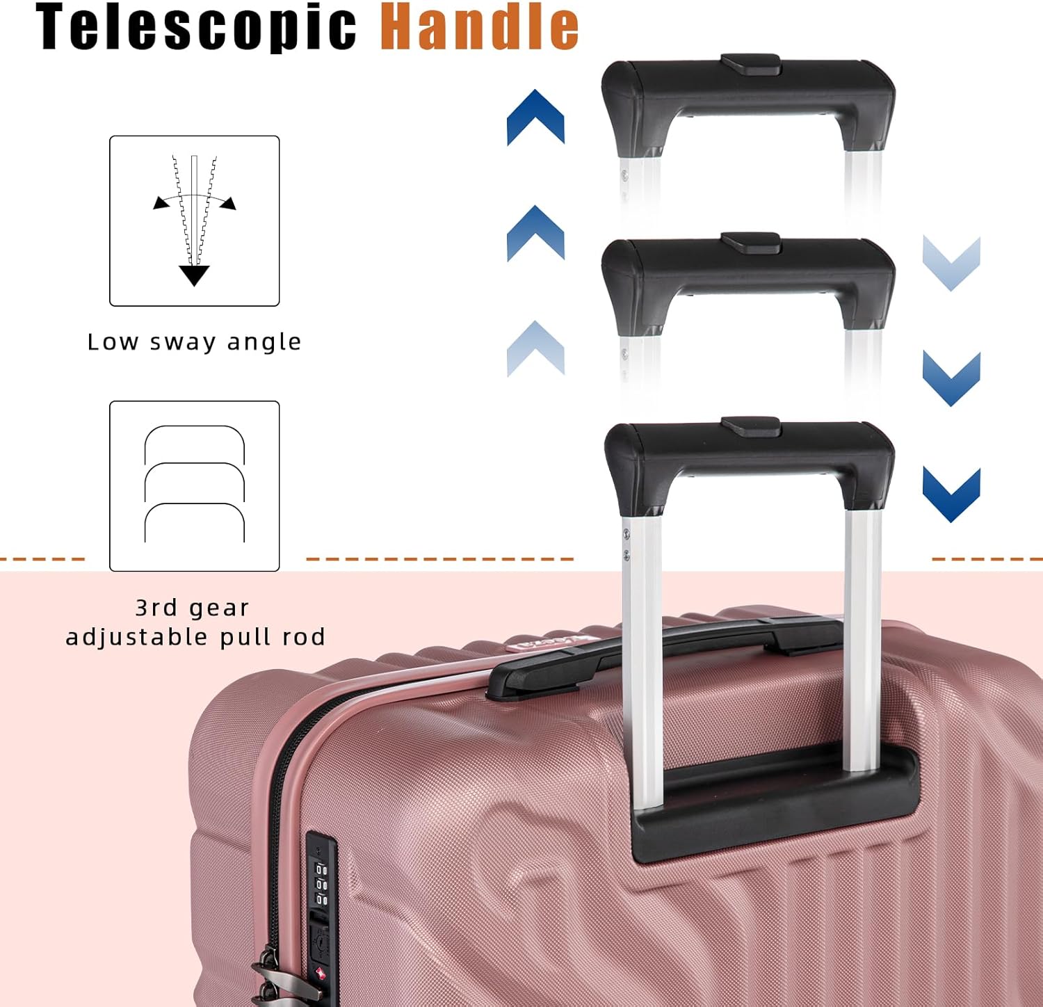 Luggage Sets Suitcase Sets 5 Piece Luggage Sets Suitcase with ABS Hard Shell Lightweight TSA Lock