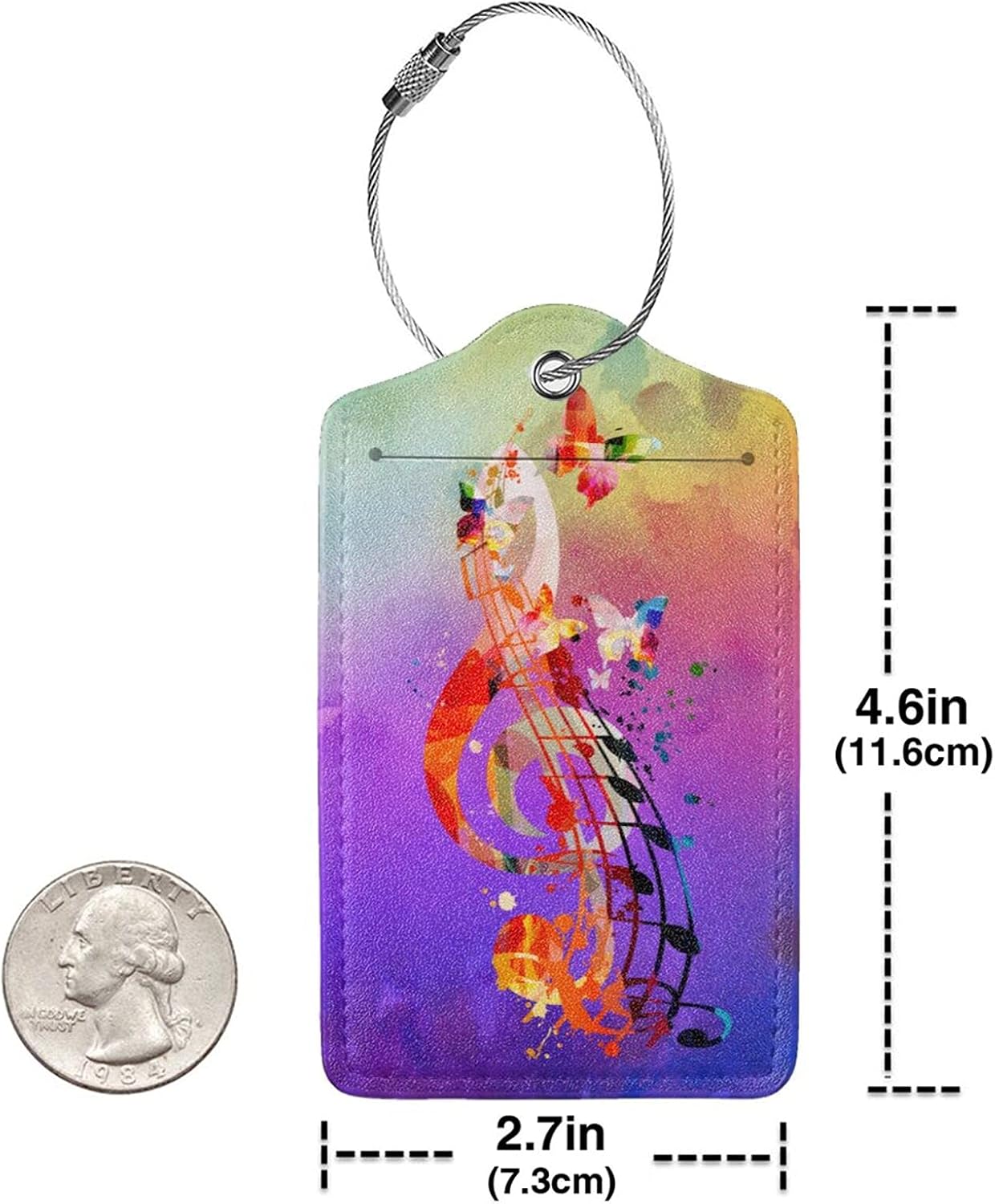 Purple Music 2 Pcs Luggage Tags, Suitcases & Travel Bag Tag Privacy Cover ID Name Label with