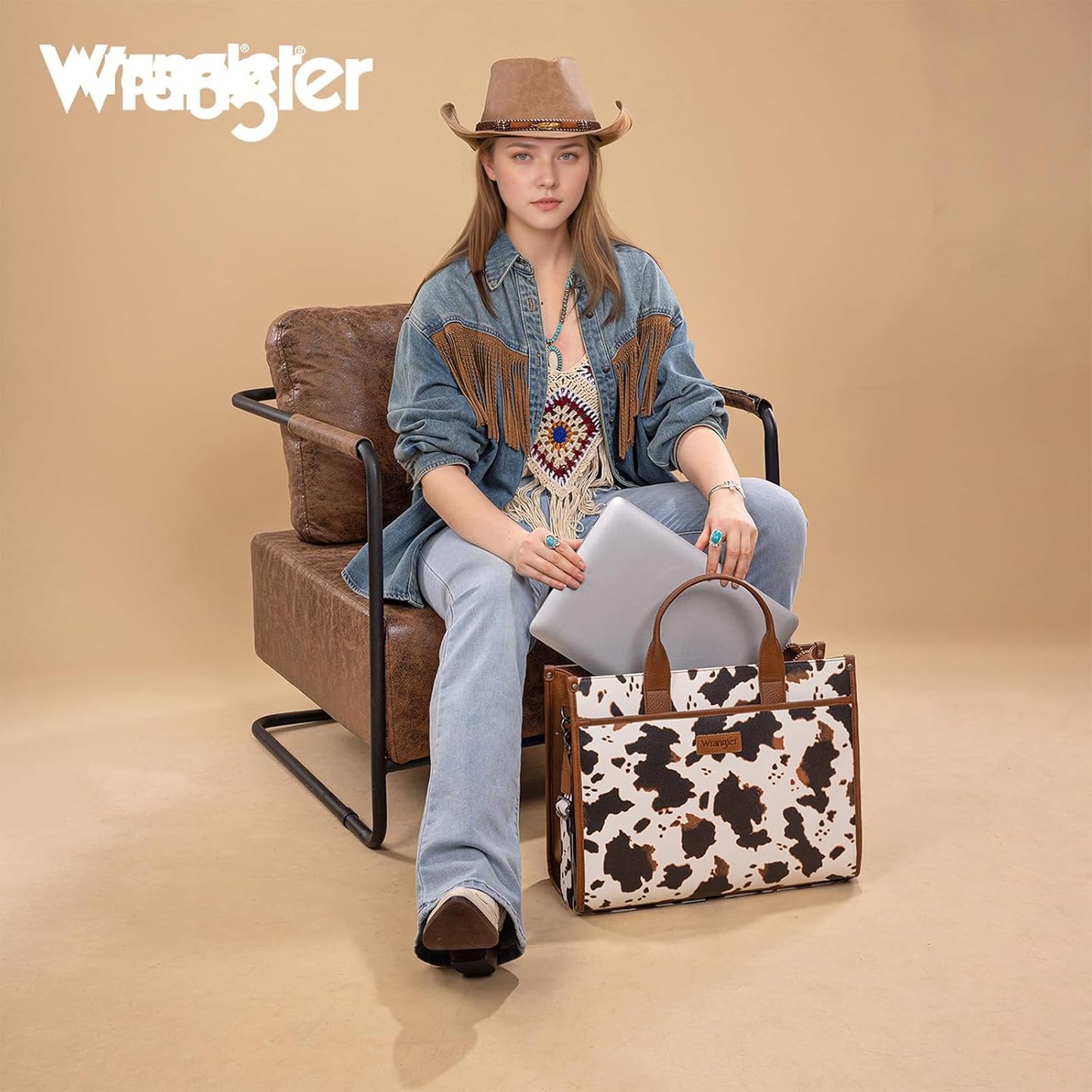 Wrangler Laptop Bag for Women 15.6 Inch Vintage Work Tote Bag for Business Briefcase Handbag with Adjustable Shoulder Strap
