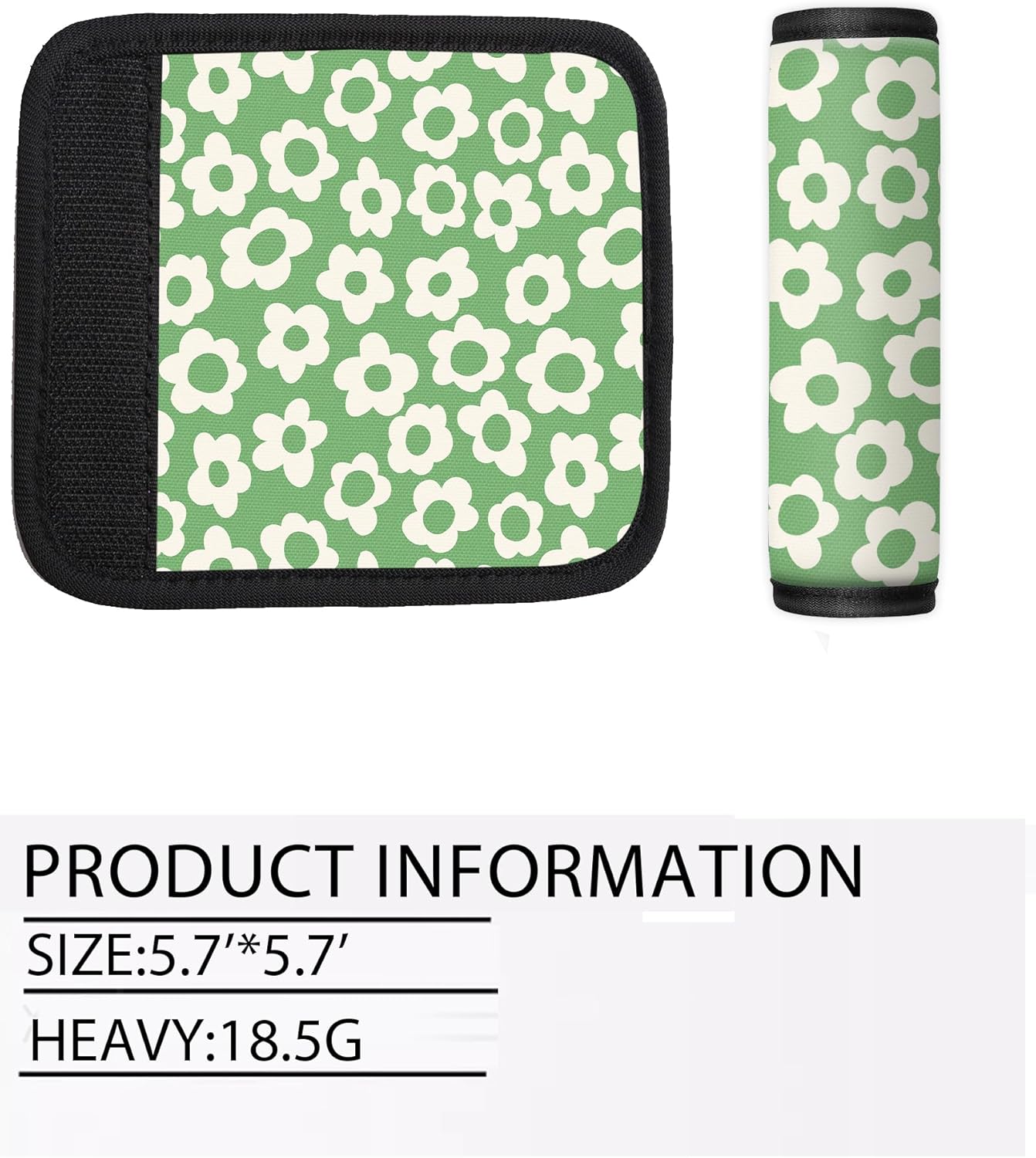 2 Pack Luggage Handle Wrap Travel Tags - Set of Luggage Tags for Suitcases, Identifiers, Marker, and Handle Covers - Cruise Accessories and Travel Gifts（Green Groovy Flower