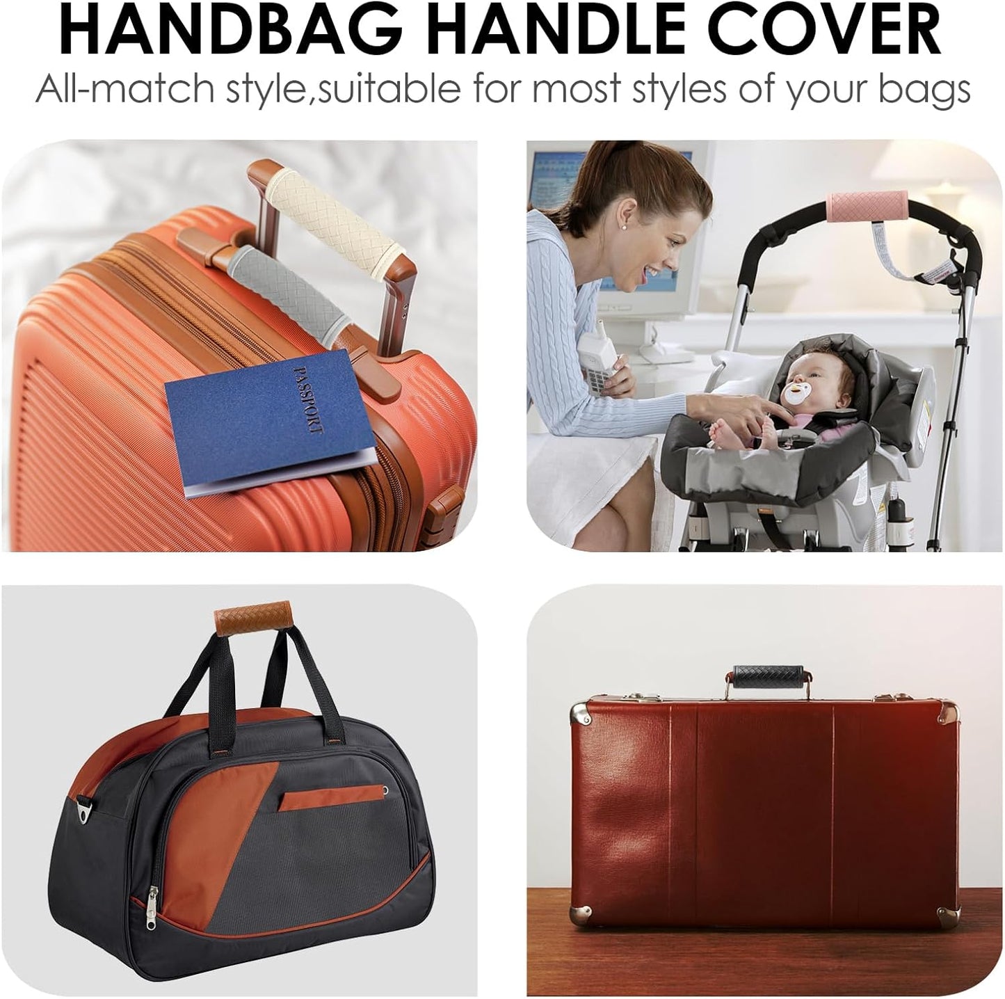 Luggage Handle Wraps -Suitcase Handle Wraps Travel Bag Handle Covers Suitcase Identifier Luggage Makers Covers(3Pcs-Beige)