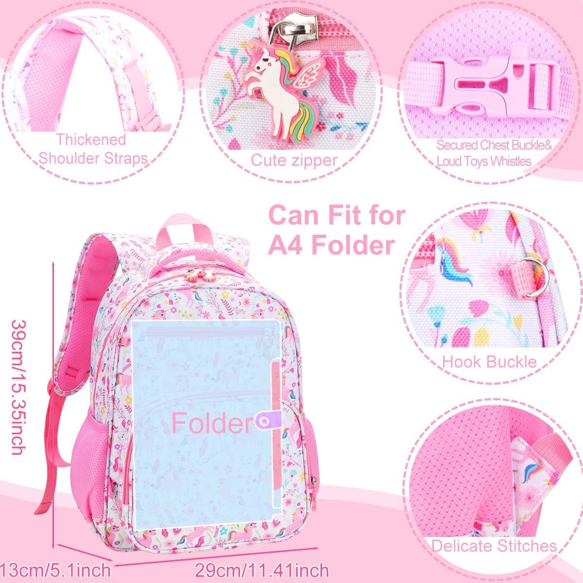 RHCPFOVR Kids Backpack for Girls - Girls Backpack 3-8 Ages Butterfly for Kids 15 Inch School Bookbag for Kindergarten Elementary School Bookbag for Girl 1st 2nd Grade
