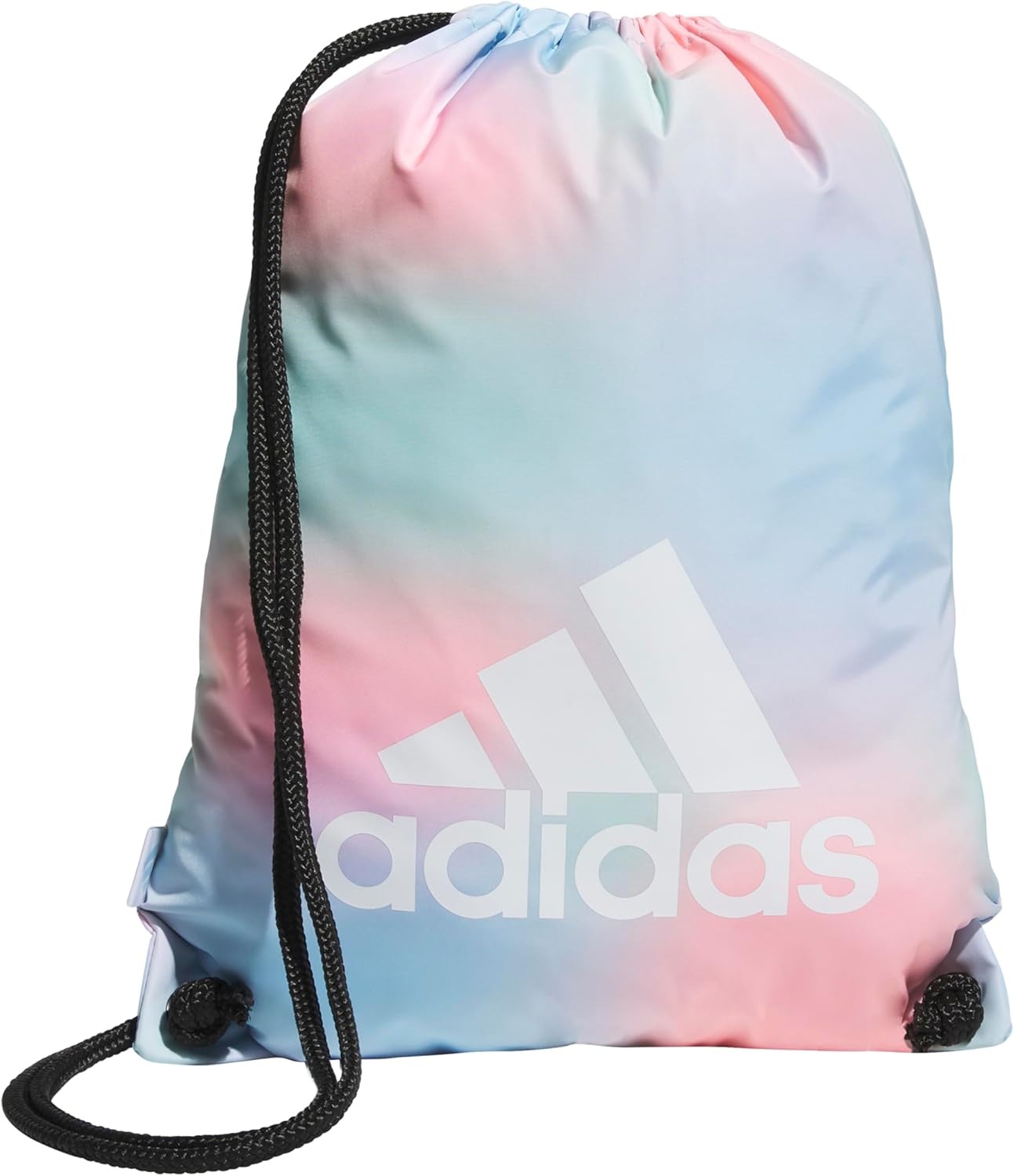 adidas Ready Sackpack – Drawstring Backpack Lightweight Small Gym Bag, Dazed Gradient Clear Sky/White/1.0, One Size