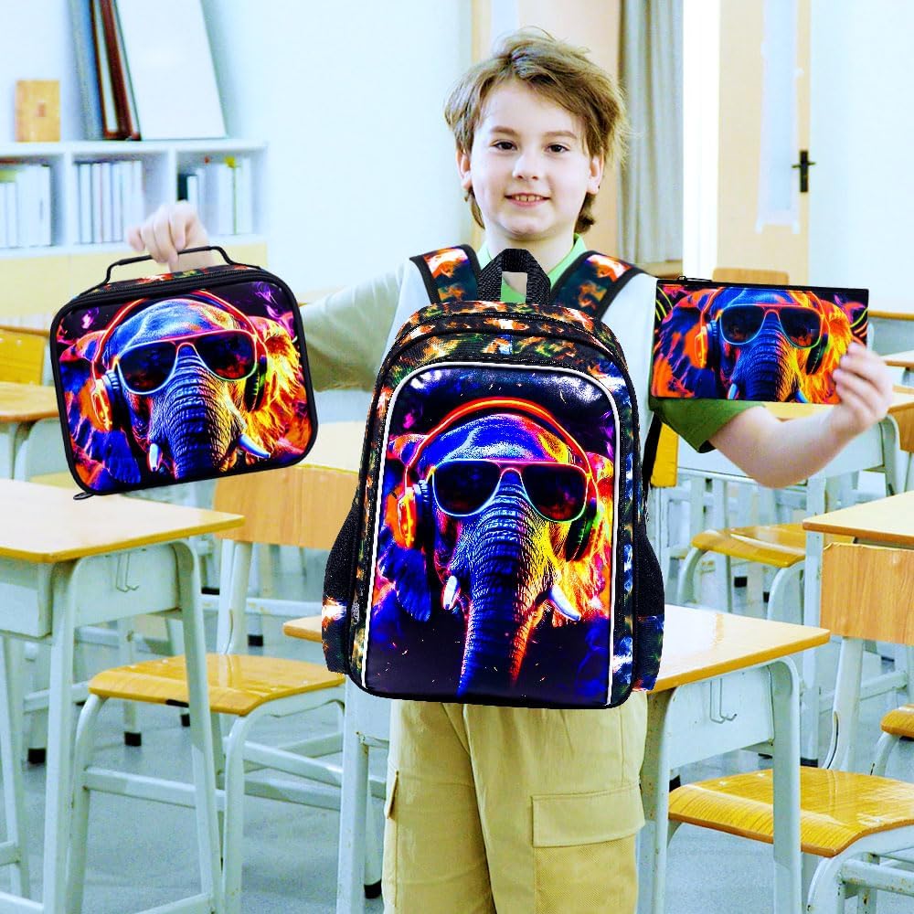 3Pcs Backpack for Boys, 17" Kids Bookbag with Lunch Box, School Backpacks for Elementary Preschool Kindergarten