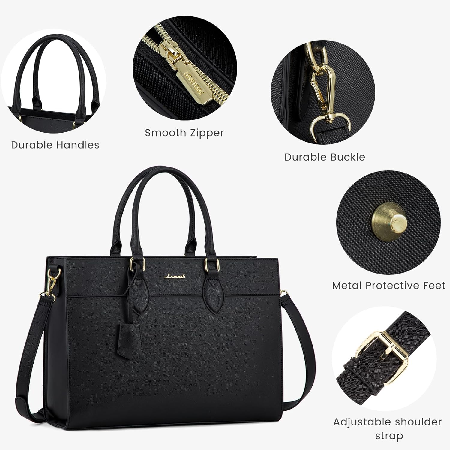 LOVEVOOK Laptop Bag for Women, 17.3 inch Laptop Tote Computer Briefcase for Work Large Waterproof