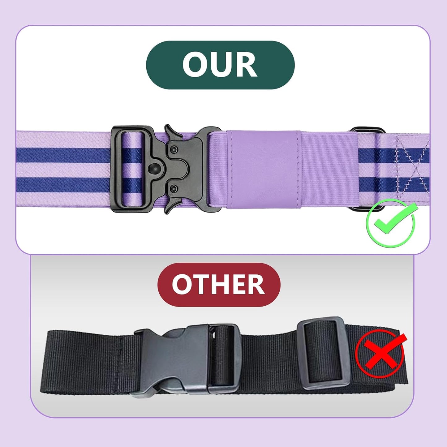 Travel Belt for Luggage, Adjustable Luggage Straps, Add a Bag Luggage Strap for Carry On Bag, Personalized Travel Accessories for Women & Men (Purple)