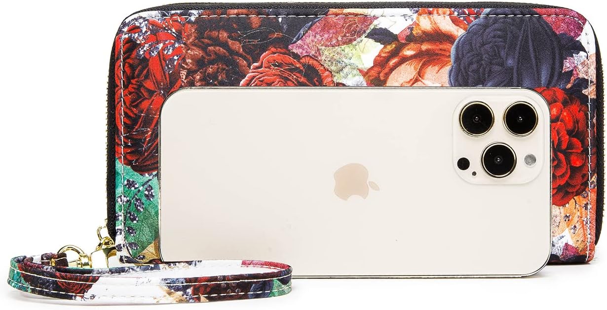 Women Wallet Card RFID For Womens Holder Blocking Credit Small Zipper Purse Pocket Bifold Slim Coin ID Ladies Wristlet Clutch Large Capacity Window Case Travel Zip Women's
