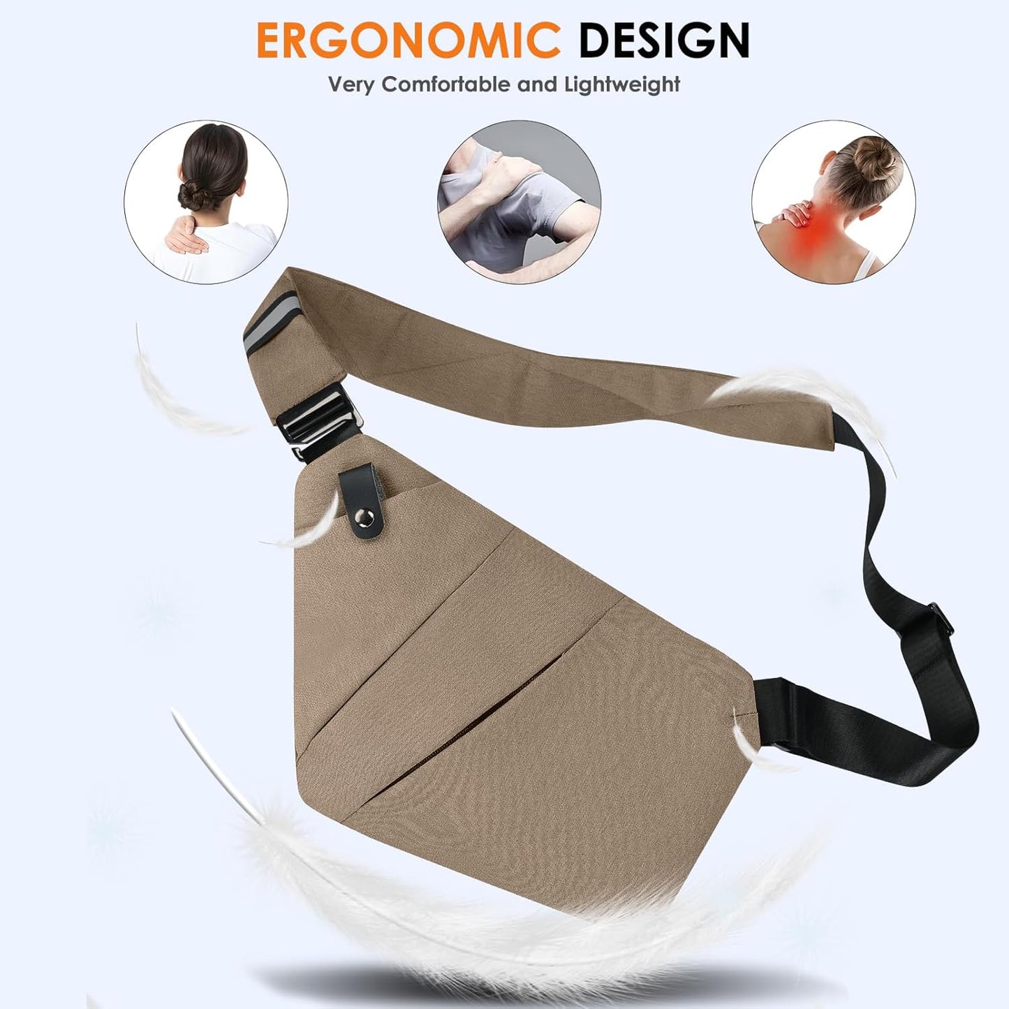 Sling Bag Anti-Theft Crossbody Bag for Women Men Sling Backpack Multipurpose Travel Essentials Hiking Chest Bag Daypack