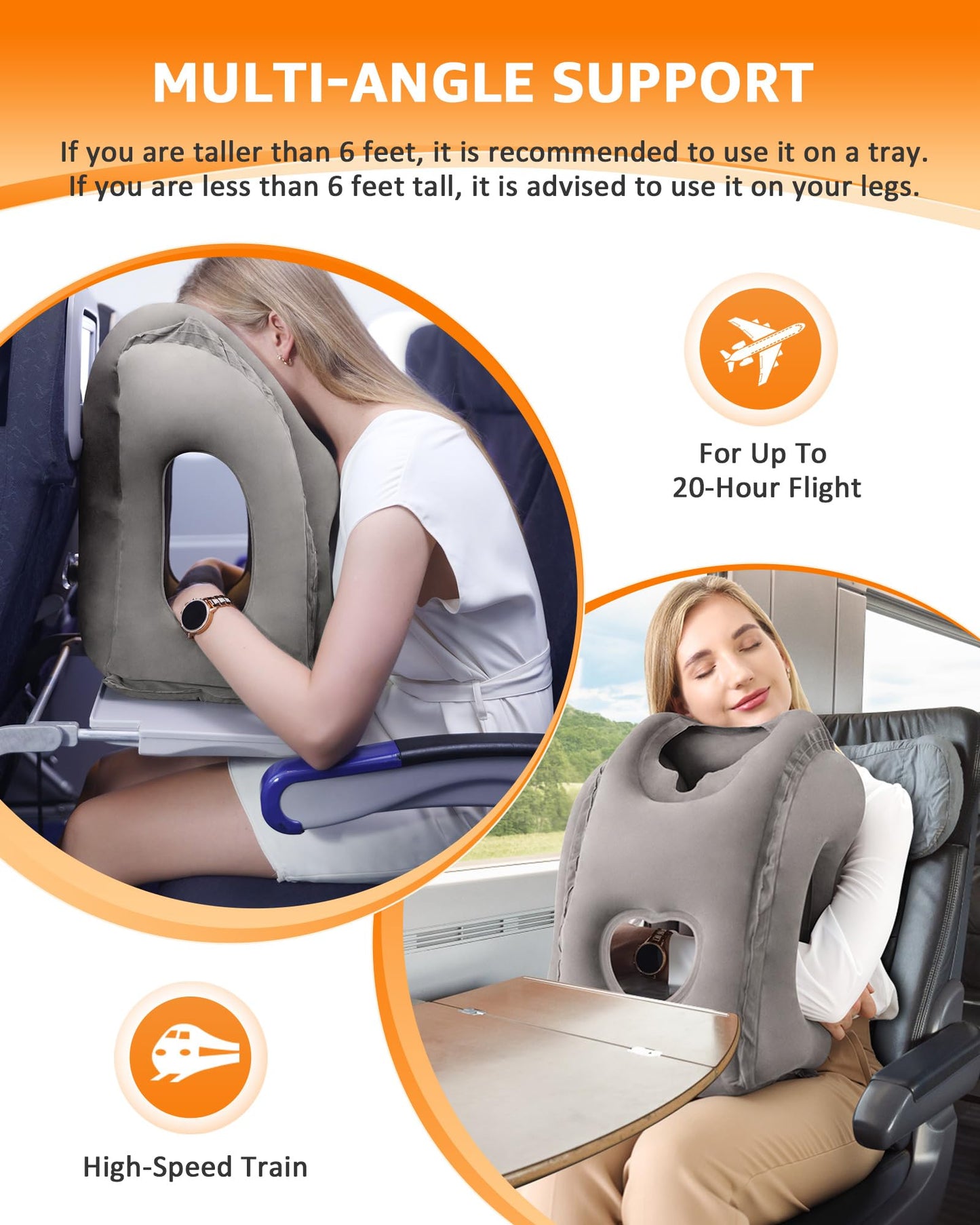 SUNANY Inflatable Neck Pillow Used for Airplanes/Cars/Buses/Trains/Office Napping with Free Eye