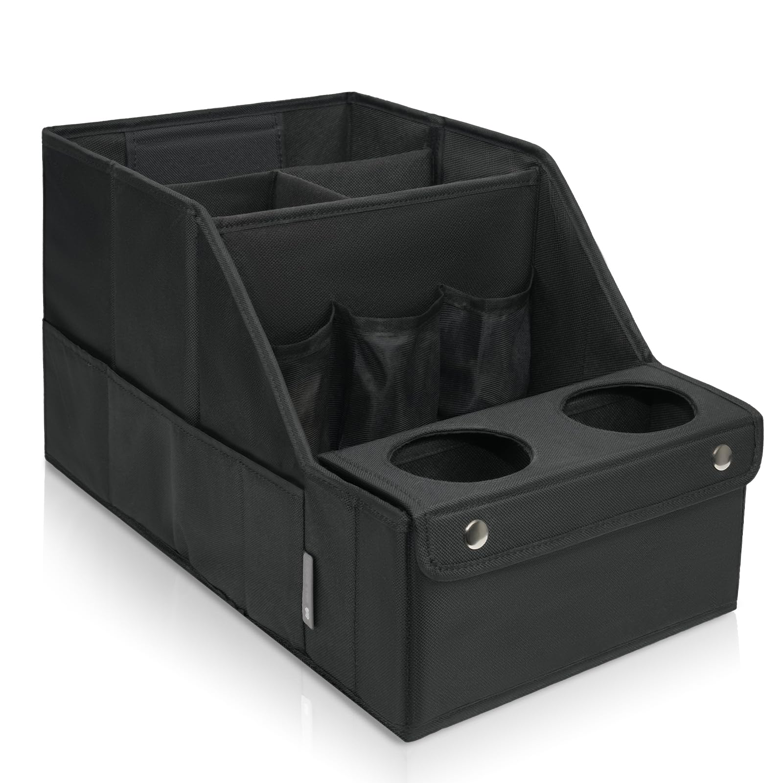 MULISOFT Car Backseat Organizer with 11 Compartments & 2 Cup Holders, Black