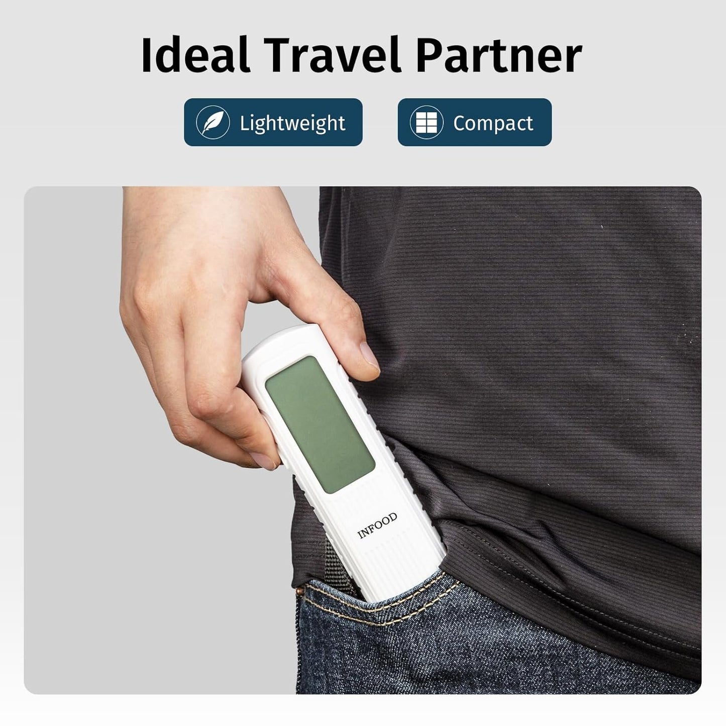 Battery-Free Digital Luggage Scale, Suitcase Scale for Travel, Portable Luggage Weight Scale with Hook & LCD Display for Luggages, Packages & Bags, 110lb/50kg Handheld Scale, White