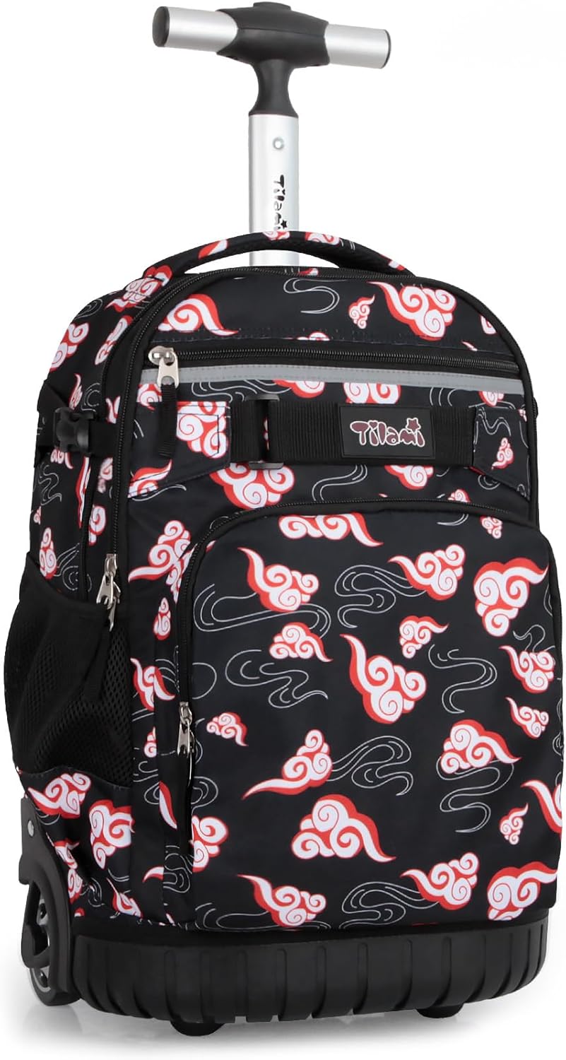 Tilami Rolling Backpack for Kids 18 Inch Wheeled Bookbag for Boys & Girls for School &