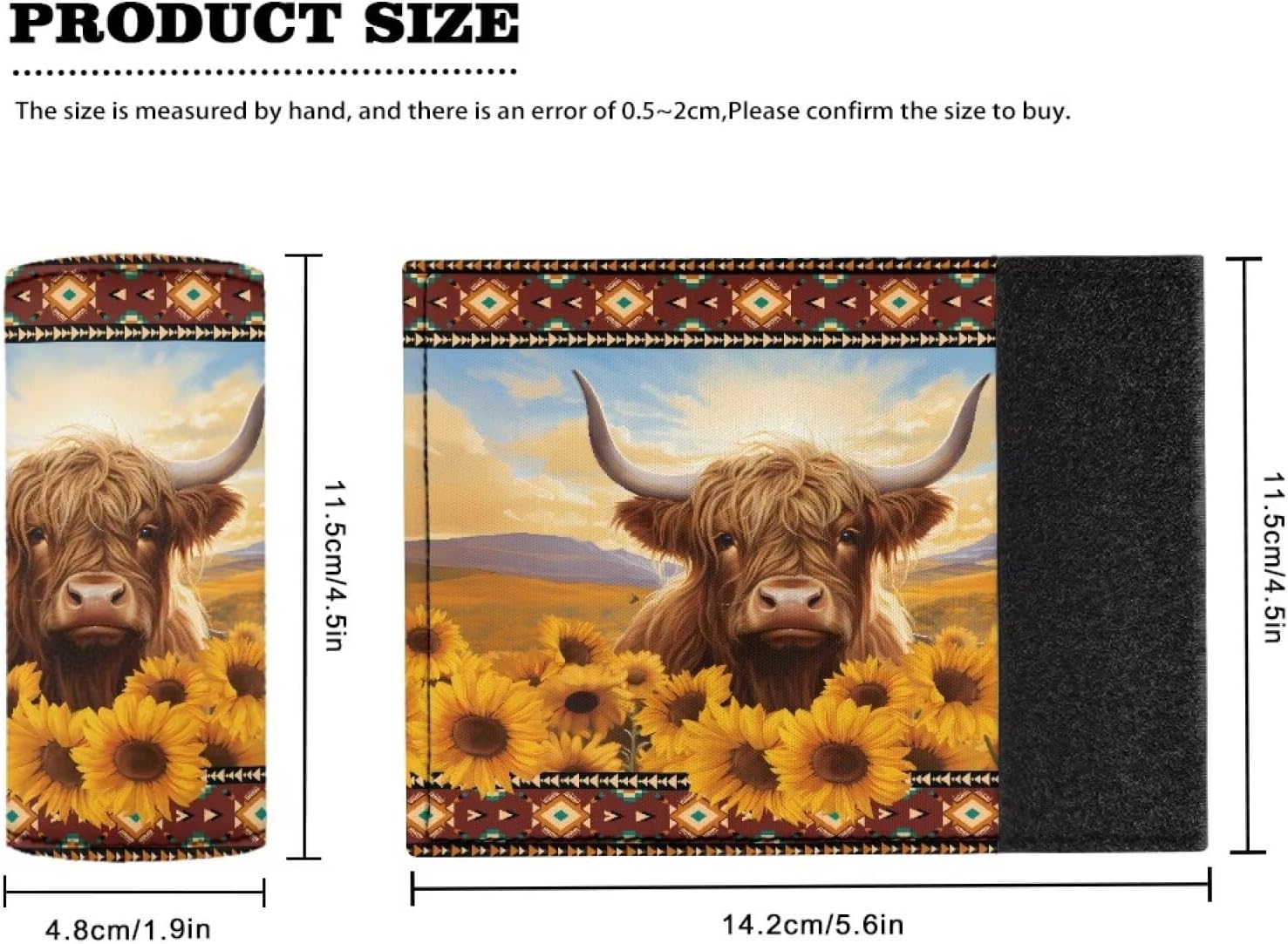 Highland Cattle Sunflower Luggage Identifier for Suitcase Set of 2 Portable Handle Cover Reusable