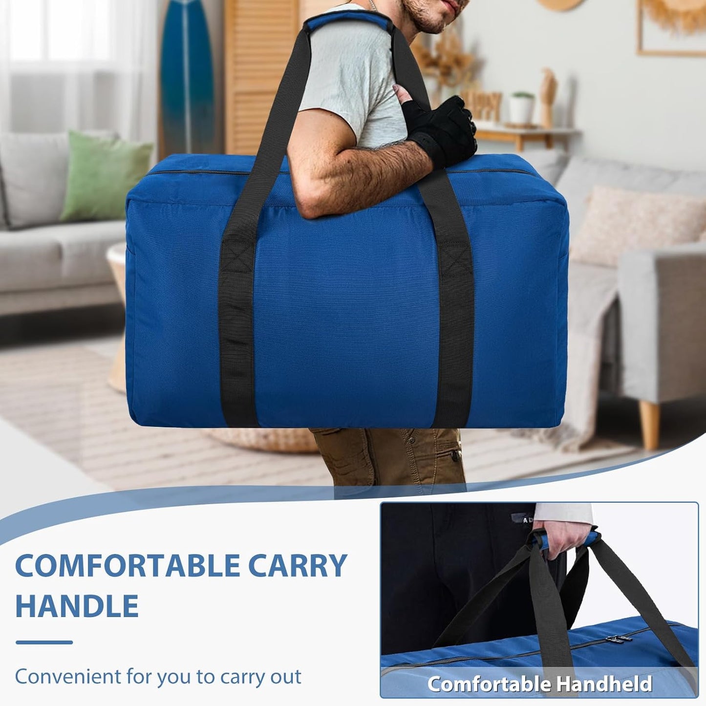 Travel Duffle Bag, 70L Gear Bag for Men and Women, Storage Bag Ideal for Overnight Camping and Weekend Getaways, Dark Blue