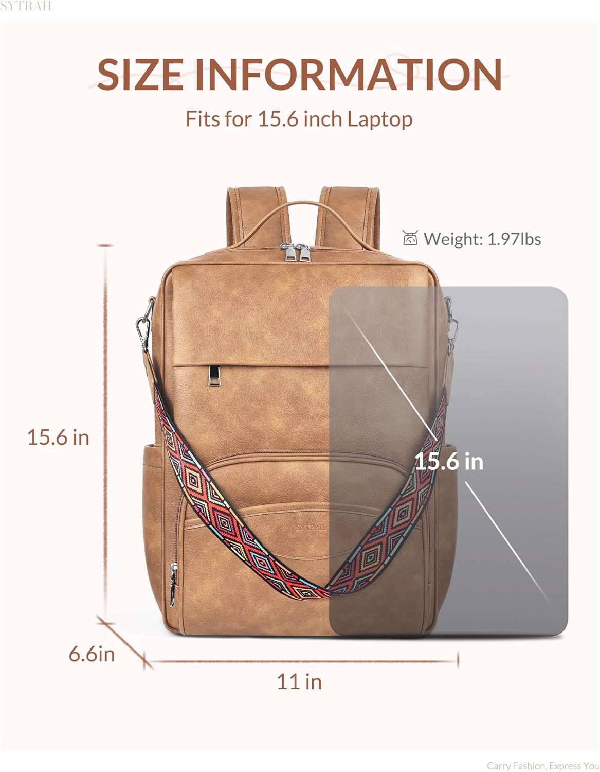 Leather Laptop Backpack, 15.6 Inch Business Computer Bag, Designer College Backpack Travel Backpack
