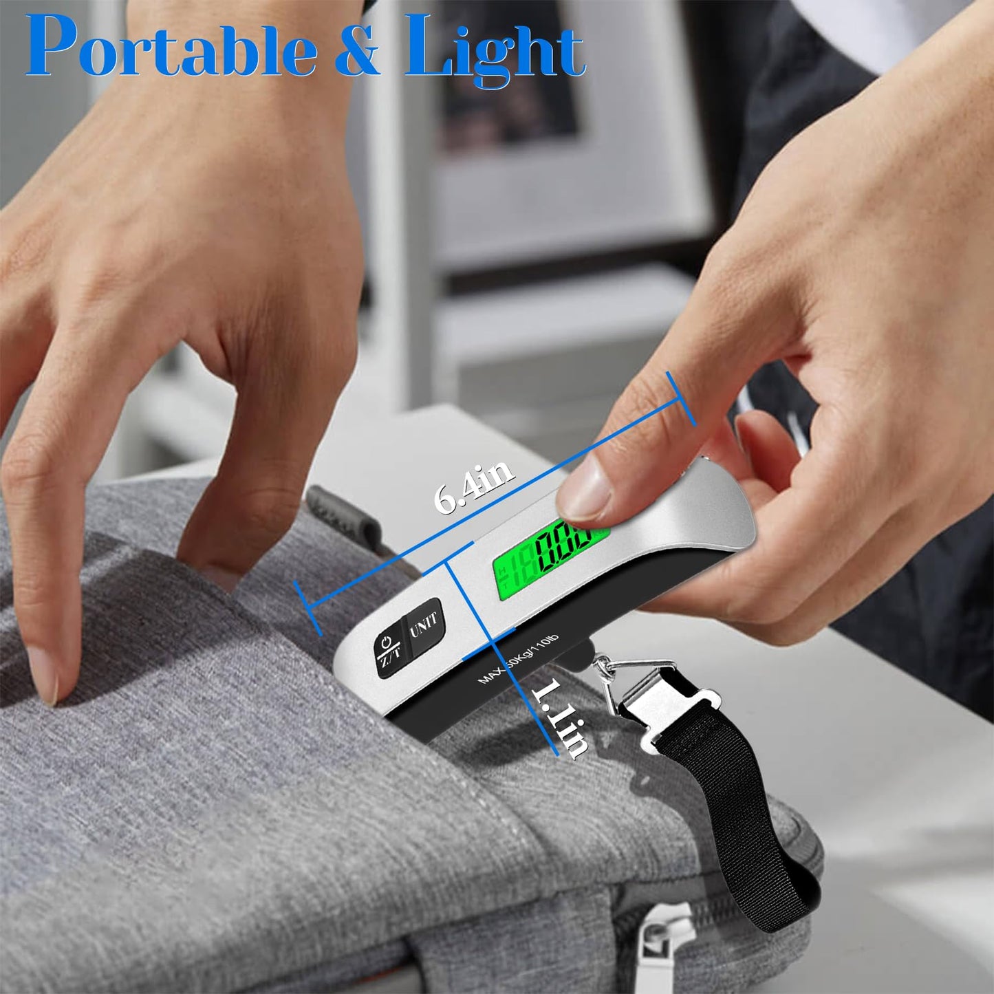 Luggage Scale, 110lb/50kg Portable Luggage Weight Scale, Silver