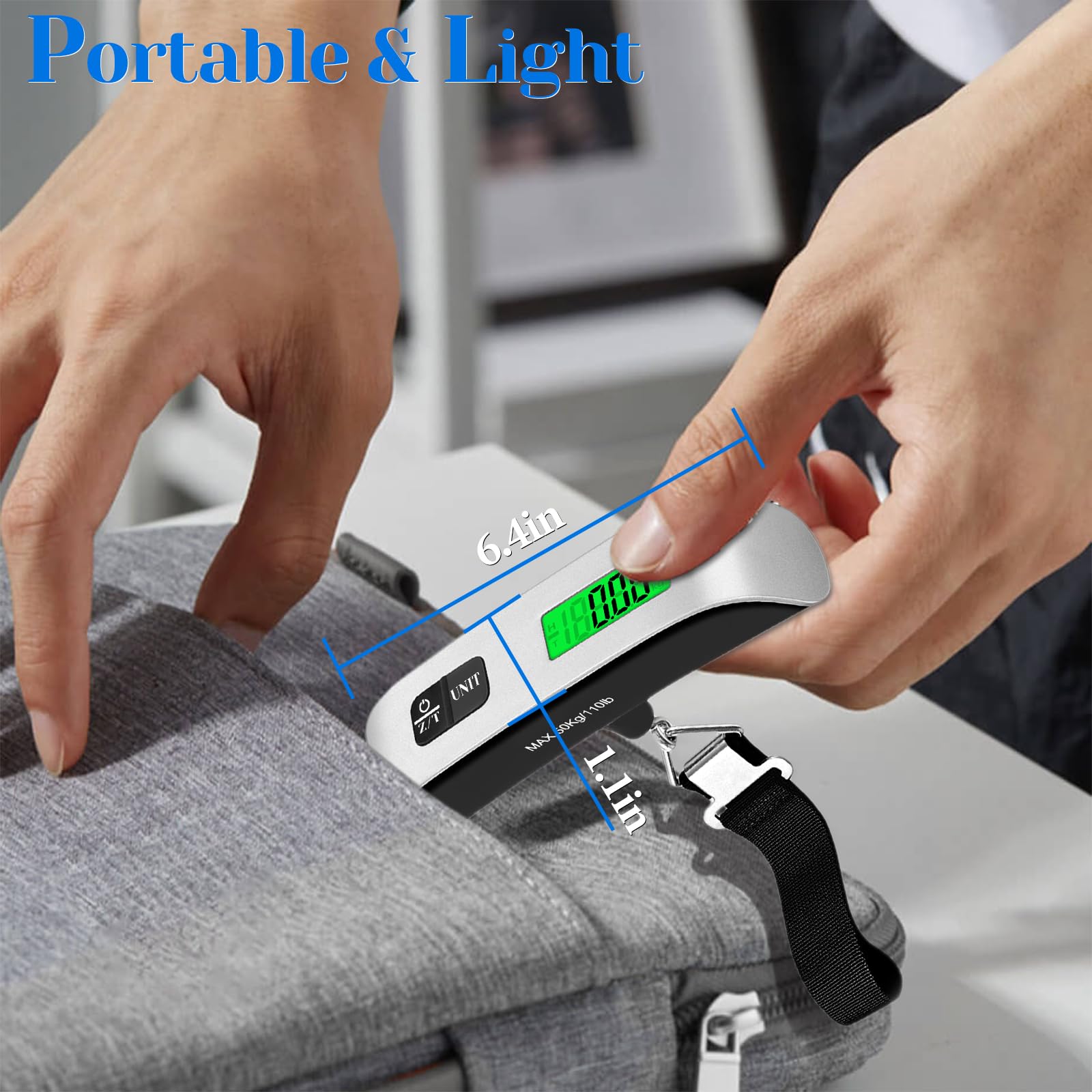 Luggage Scale, 110lb/50kg Portable Luggage Weight Scale, Silver