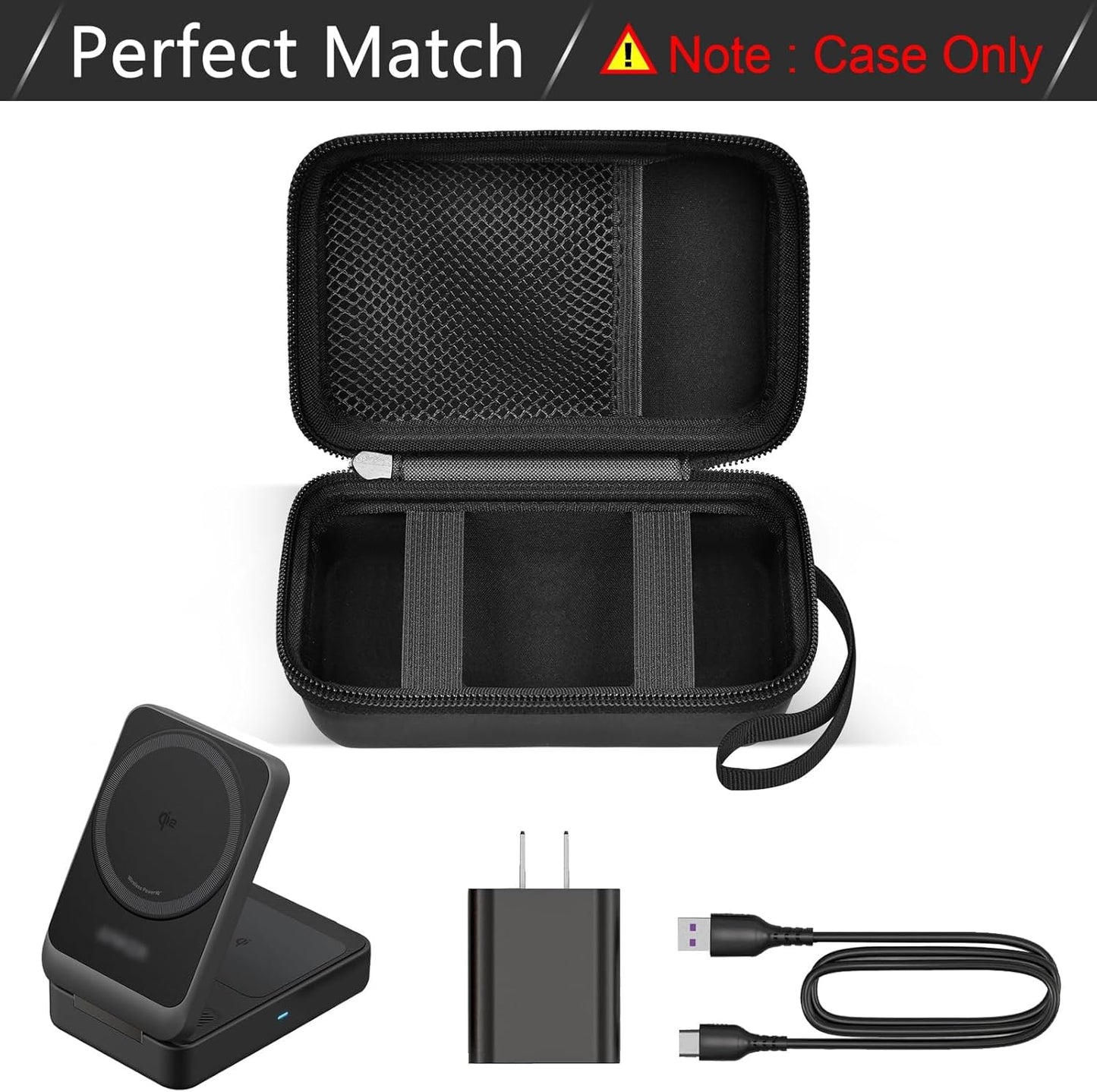 Case for Anker MagGo for Ucomx 3-in-1 for MagGo UFO Charging Station,for Augnner for Iseyyox for Apple MagSafe Duo for LISEN Wireless Charger Foldable Magnetic Charging Stand Storage Box-Black