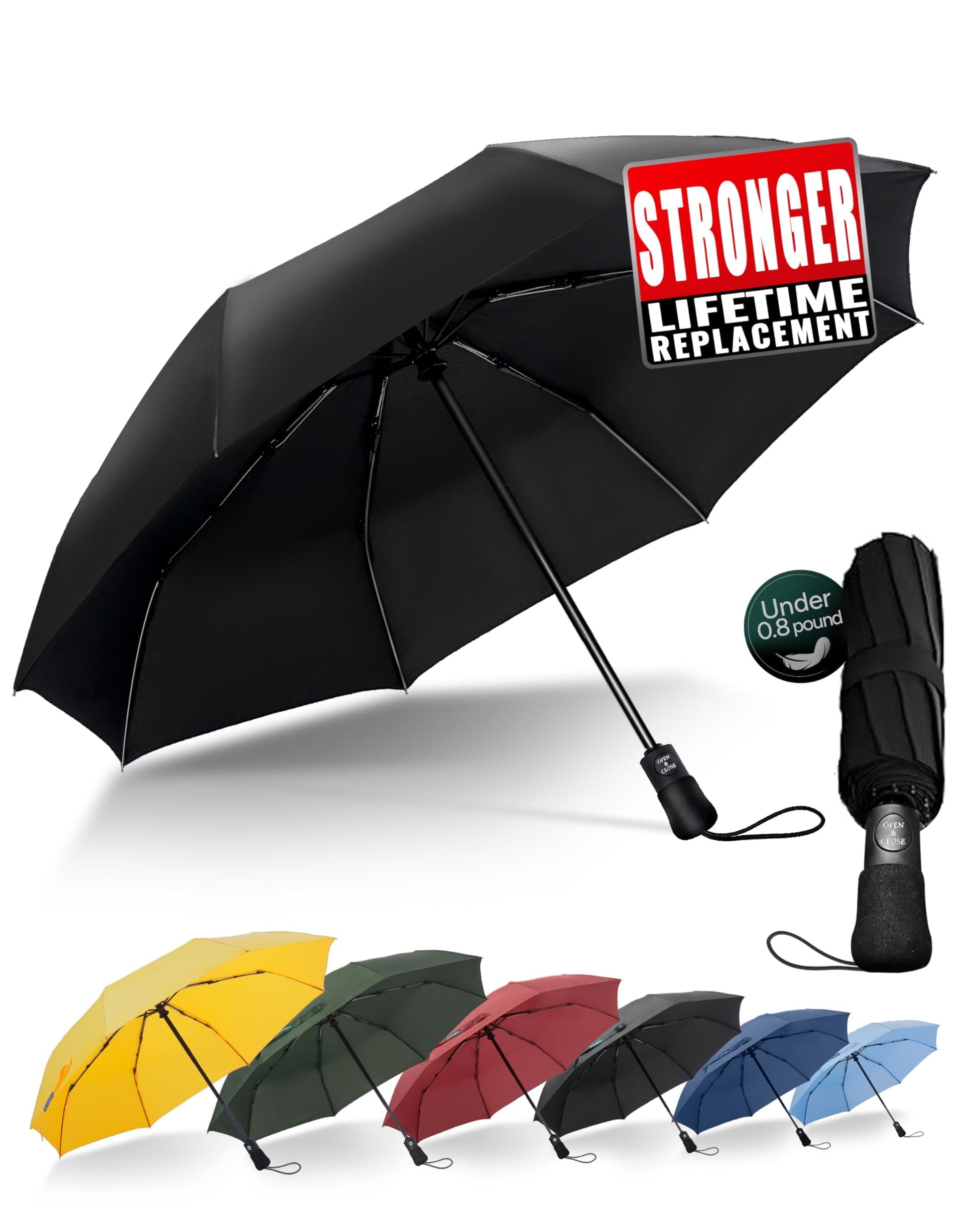 Chakipee Travel Compact Umbrella Windproof - Portable Automatic Umbrellas for Rain, Folding